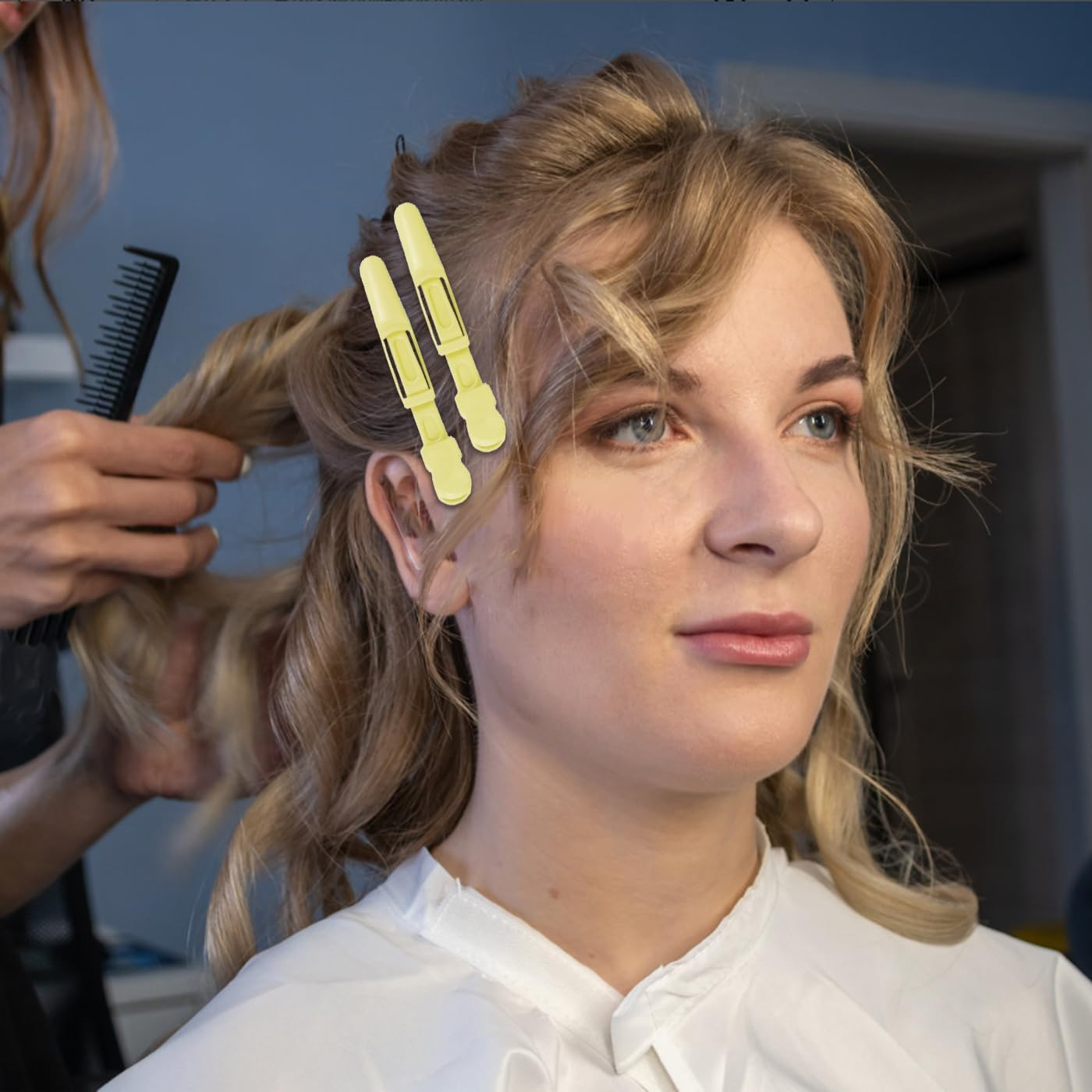 AYNKH 10PCS Crocodile Hair Clips with Styling Comb, Professional Alligator Clip with Nonslip Grip Wide Teeth, Home Use Salon Sectioning Curling image number 5