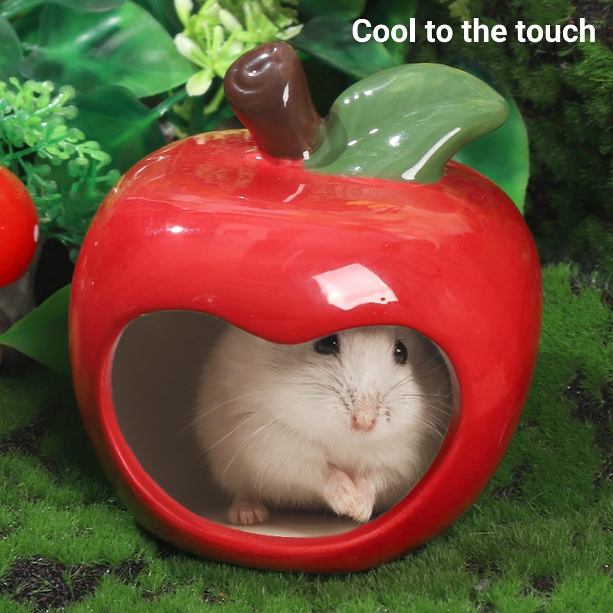 AIMALL Ceramic Hamster Nest Shelter House, Four Seasons Universal, Luxury Villa Design, Hamster Cage Decoration - Apple image number 4