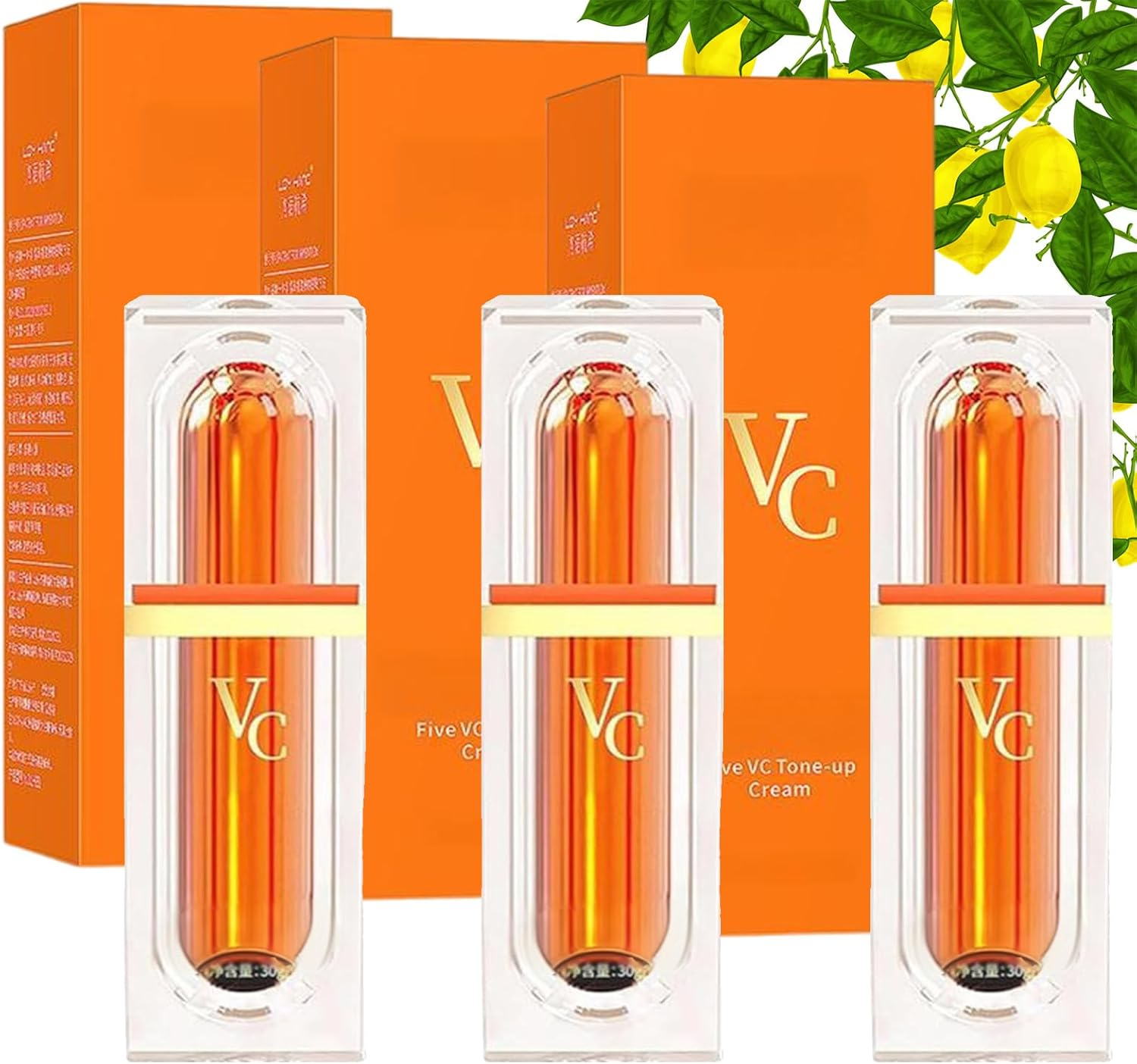 Vitamin C Tone up Cream Set, 2025 NEW VC Cream for Face, Quick Makeup Moisturizer, Lightweight VC Toner​​-Blended Formula for Smoothing & Glowing All Skin Types (3Pcs)