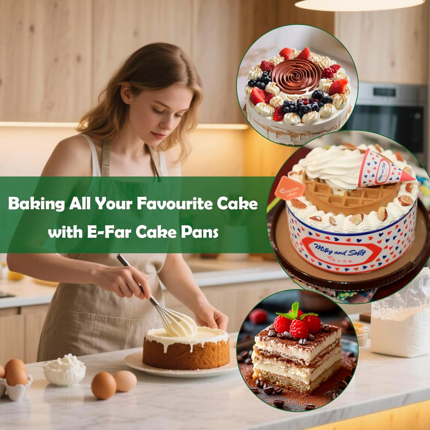 Meikurs 8 Inch round Cake Pan Set of 3, Aluminium Baking Pans with Removable Bottom, Non-Stick & Leak-Proof, Silver Finish, Ideal for Cheesecakes and Layer Cakes image number 5