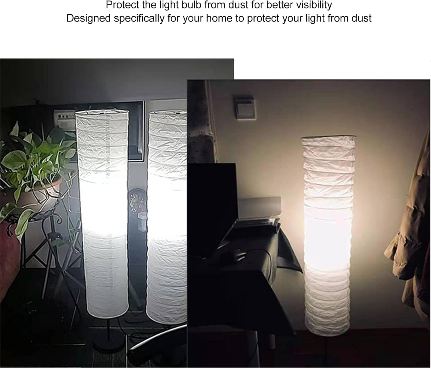 Pwshymi Rice Paper Floor Lampshade, 94 Cm, Modern Lampshade for Living Room, Bedroom, Office with Easy Assembly image number 2