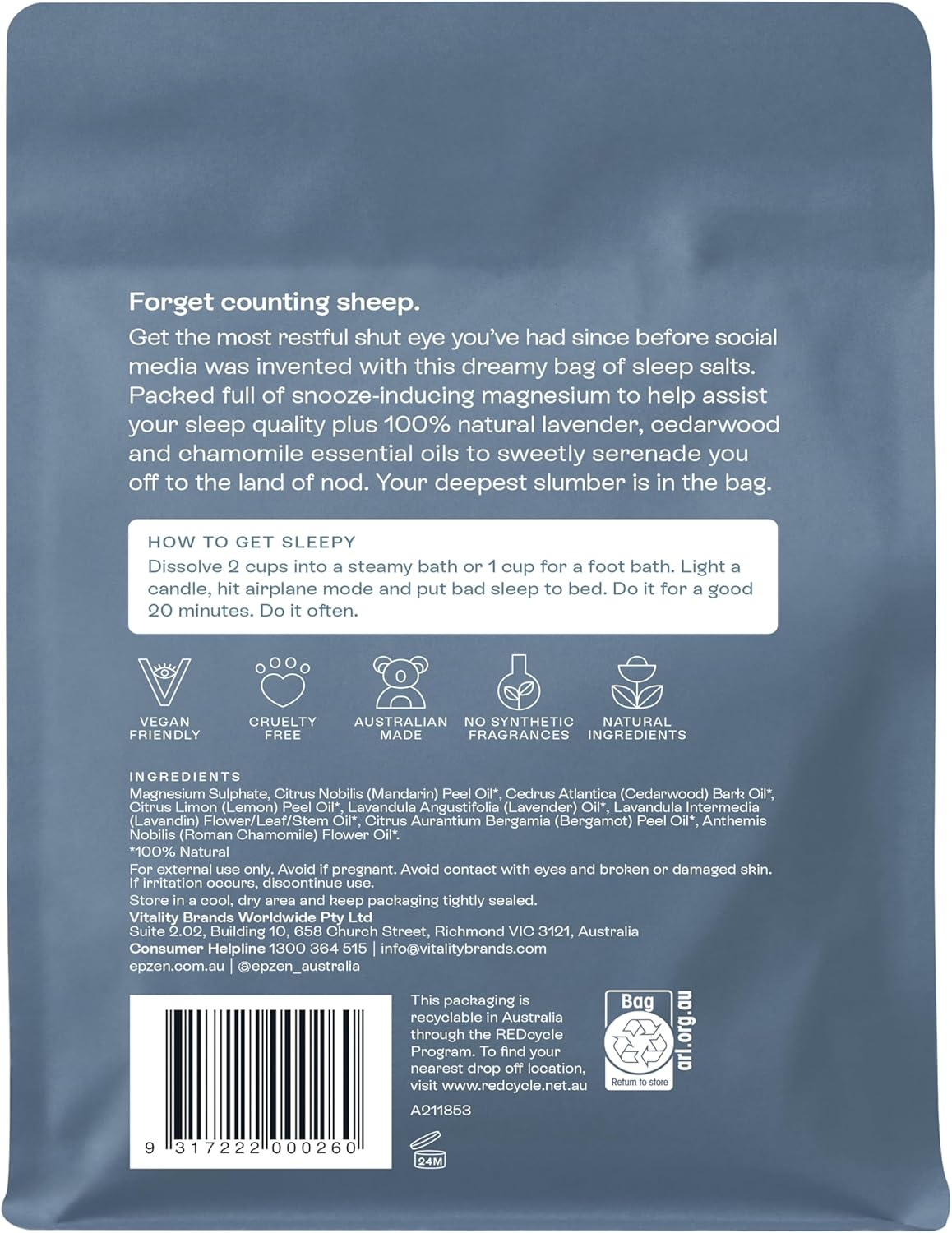 Epzen Epzen Sleep Premium Magnesium Bath Crystals 900 G, 900 G image number 1