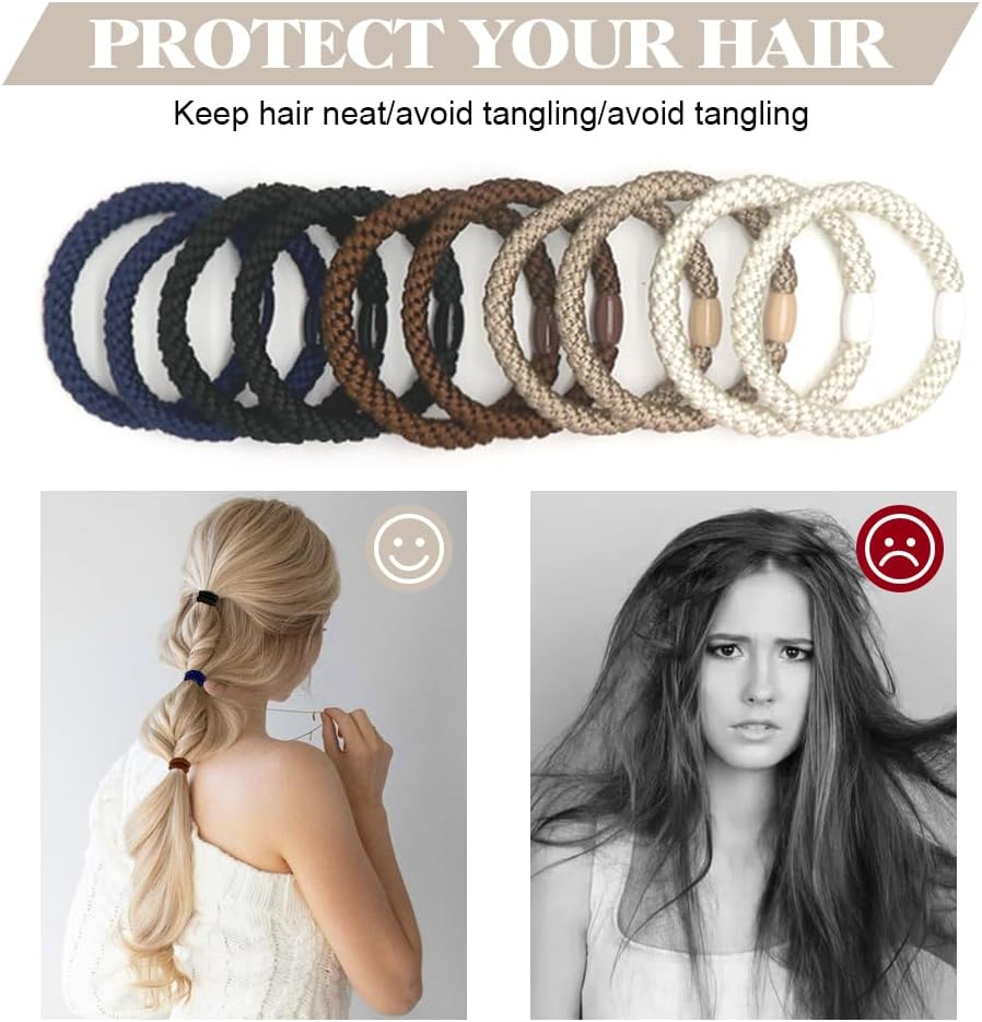 HMCEY Pack of 10 Women'S Hair Bobbles Scrunchies Colourful Tie Hair Elastics Ponytail Holder Hair Bands Multicoloured Suitable for All Hairstyles