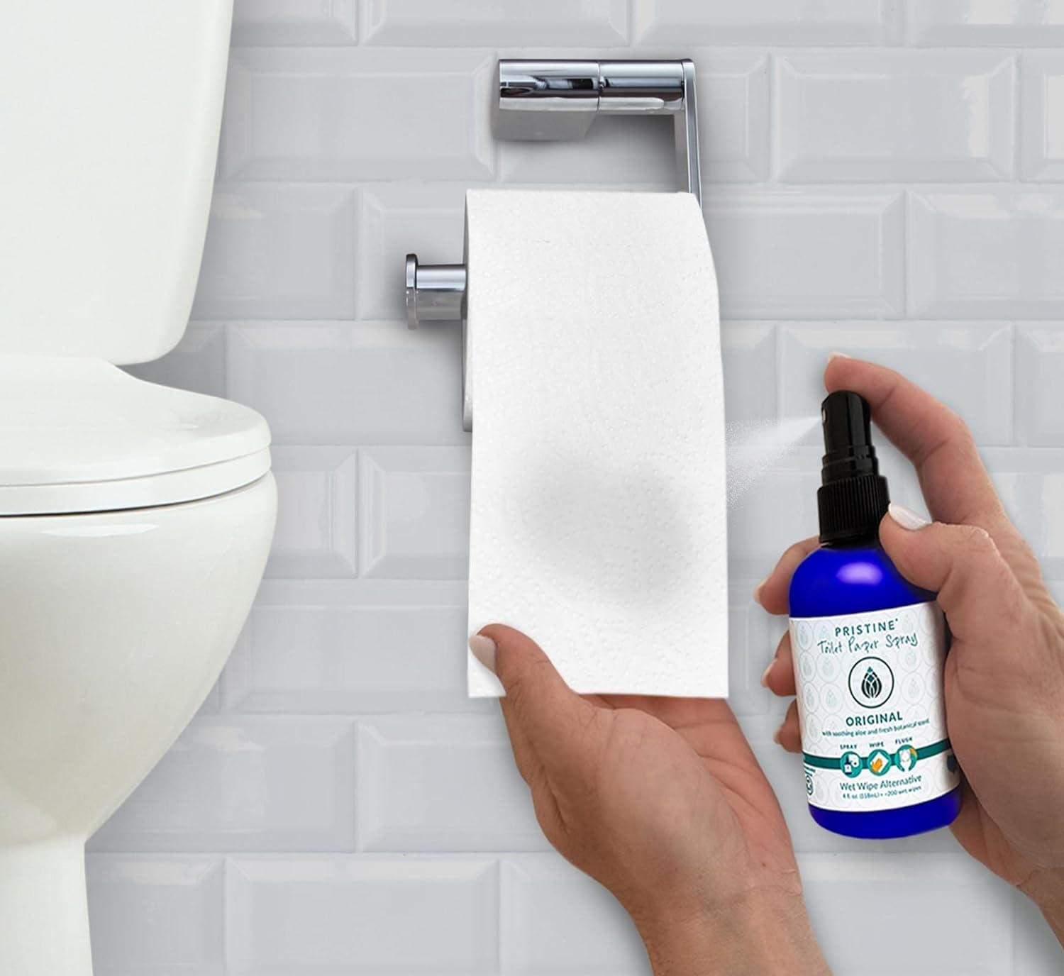 Pristine Toilet Paper Spray: as Seen on Shark Tank, the Planet Friendly, More Natural Alternative to Flushable Wet Wipes - Original 4 Oz image number 5