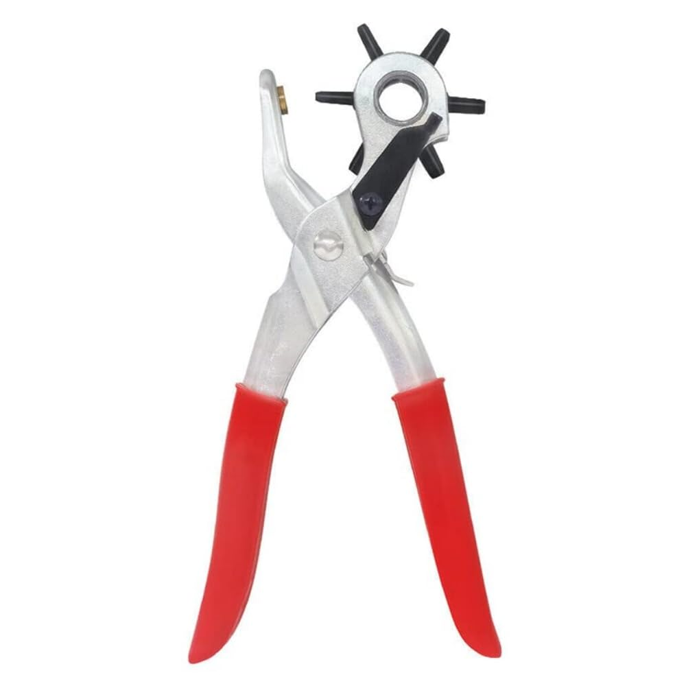Fabselection 1PCS 2-4.5Mm Revolving Leather Belt Eyelet Hole Punch Puncher Plier Craft Tool for Belts, Shoes, Cards - Carbon Steel