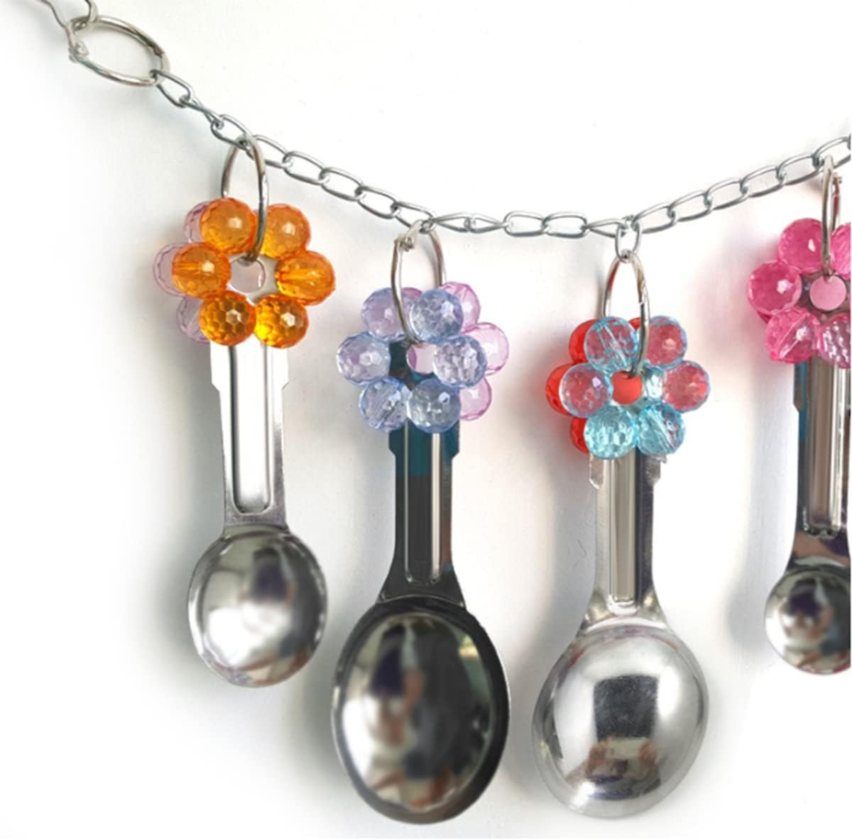 Yamibobo Bird Toy Bird Parrot Toy Spoon, Colorful Stainless Steel and Acrylic Cage D&eacute;cor, Beak Conditioner for Birds with Soft Beaks, Good for Bird'S Mental and Physical Health image number 3