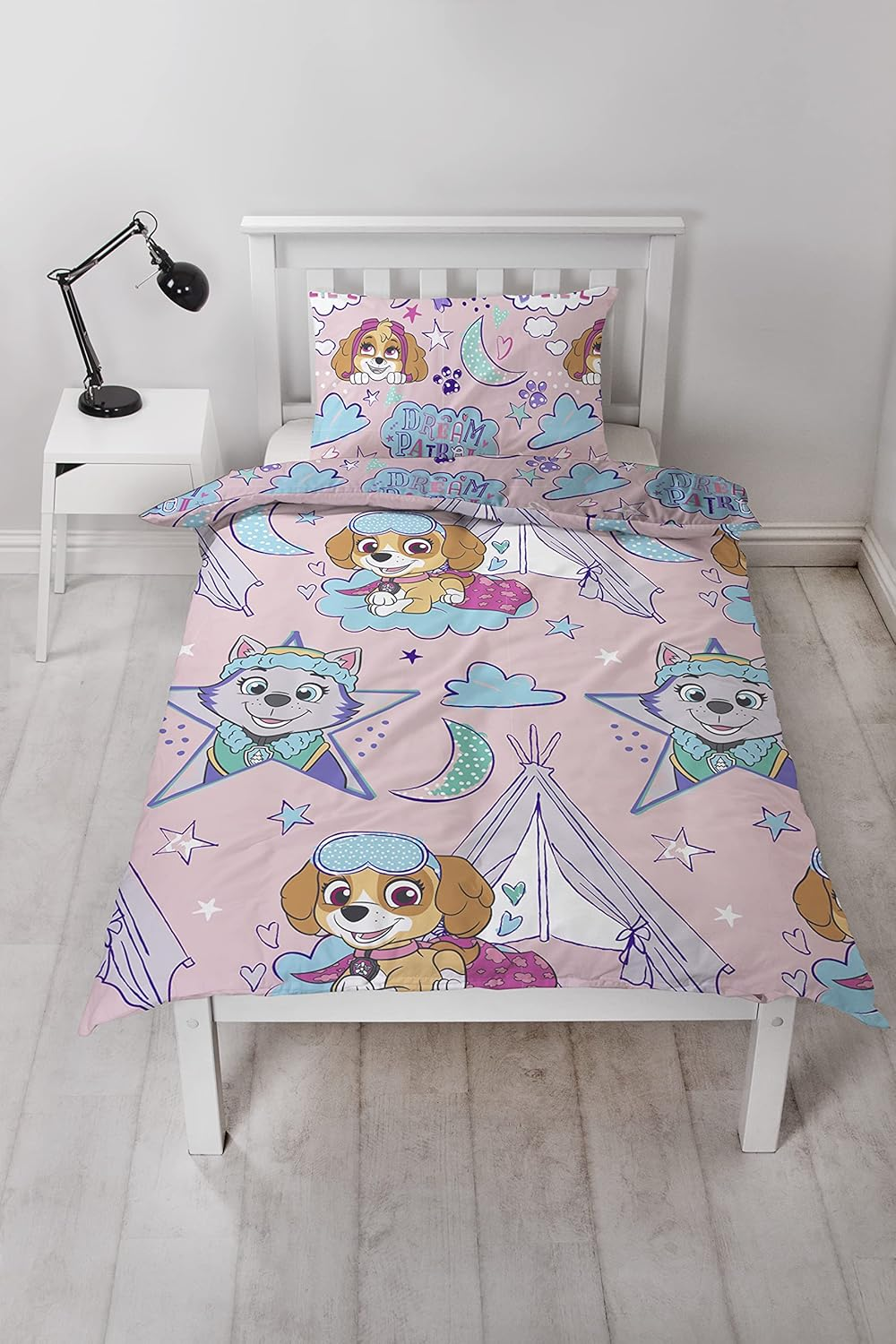 Paw Patrol Single Duvet Cover, Sleepover Design | Pink Reversible 2 Sided Bedding Duvet Cover Official Merchandise, Pillow Case Included image number 2