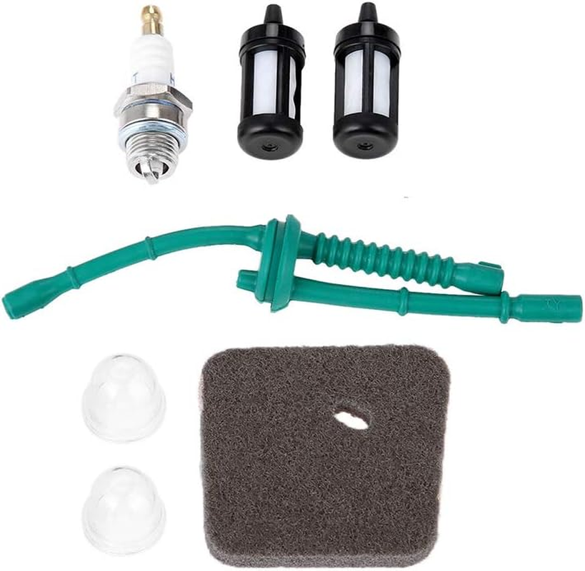 Sagasave 7 Pcs Lawn Mower Fuel Line Kit, Fuel Pipe Service Kit with Primer Bulb, Spark Plug and Air Filter for Stihl FS38 FS45 FS46 FS55 KM55 KM55C image number 1
