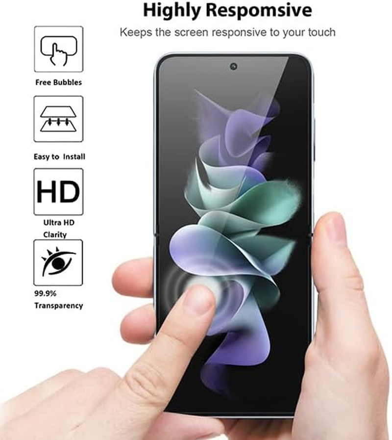 ZUSLAB Screen Protector for Galaxy Z Flip 5 Screen Protector Premium Quality Edge to Edge High Definition Flexible TPU Film for Samsung (2023) (Full Set) image number 4