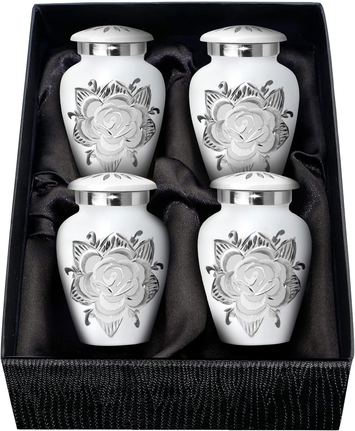 Small Urns for Human Ashes Keepsake - Mini Urn for Ashes Set of 4 - Honor Your Loved One with Handcrafted Memorial Rose Keepsake Urns for Women & Men (White, Set of 4) image number 6