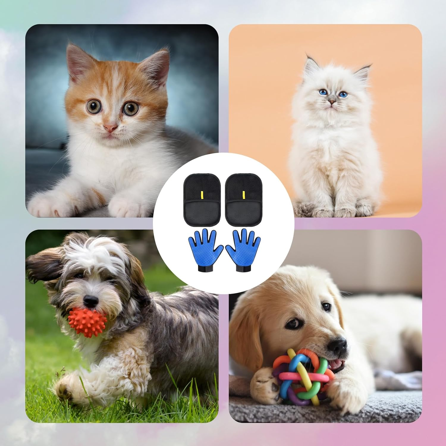 4PCS Pet Hair Remover Glove, Electrostatic Pet Hair Remover, Pet Grooming Glove for Dog and Cat Hair Removal, Multi-Surface Cleaning for Furniture, Car Seats, Clothes image number 1