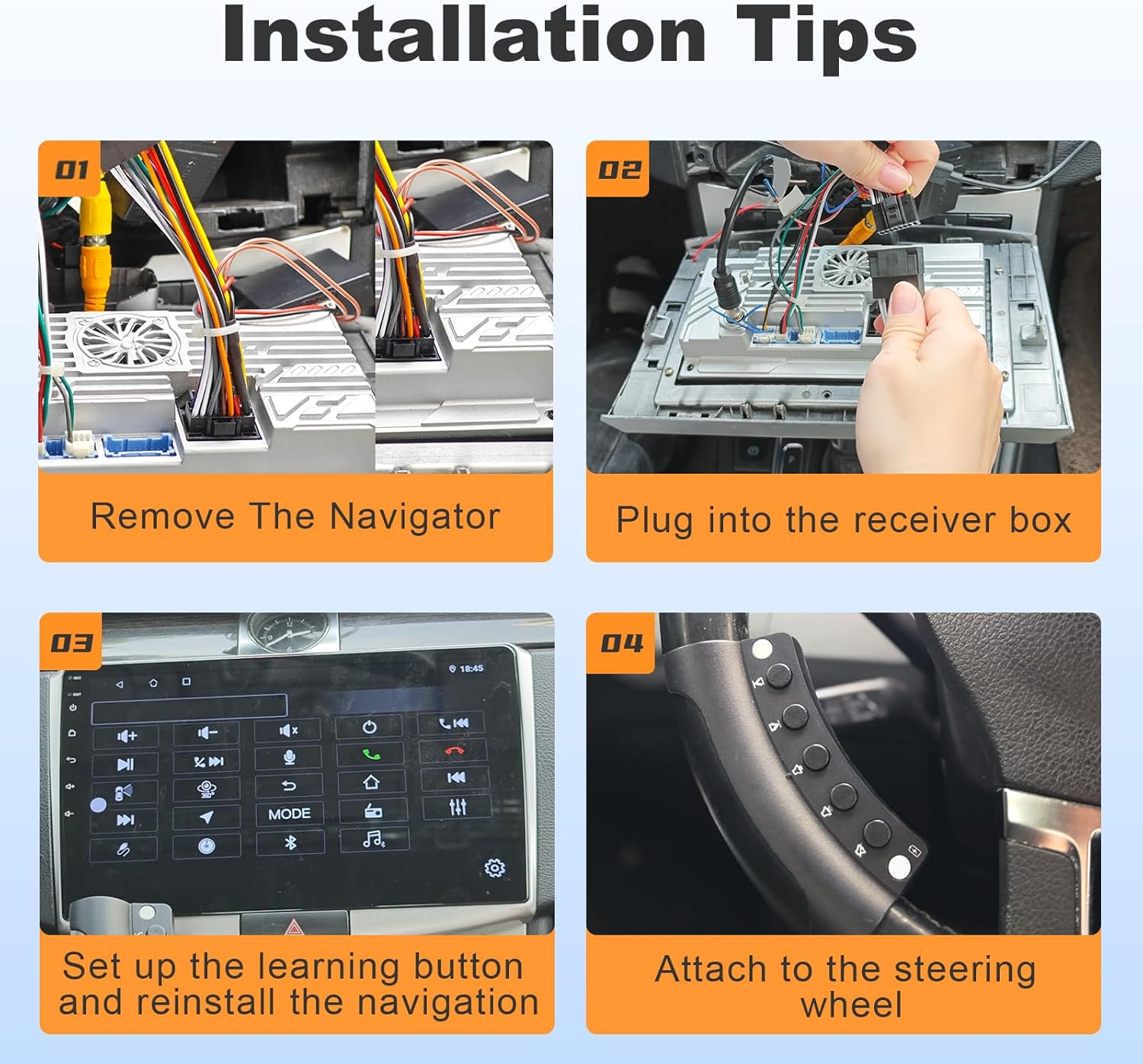 Wireless Steering Wheel Remote Control with Signal Indica for Y-Metdriving Portable Car Stereo and Other Android Car Stereo,With Low Battery Alert,Bluetooth Interface Function Control