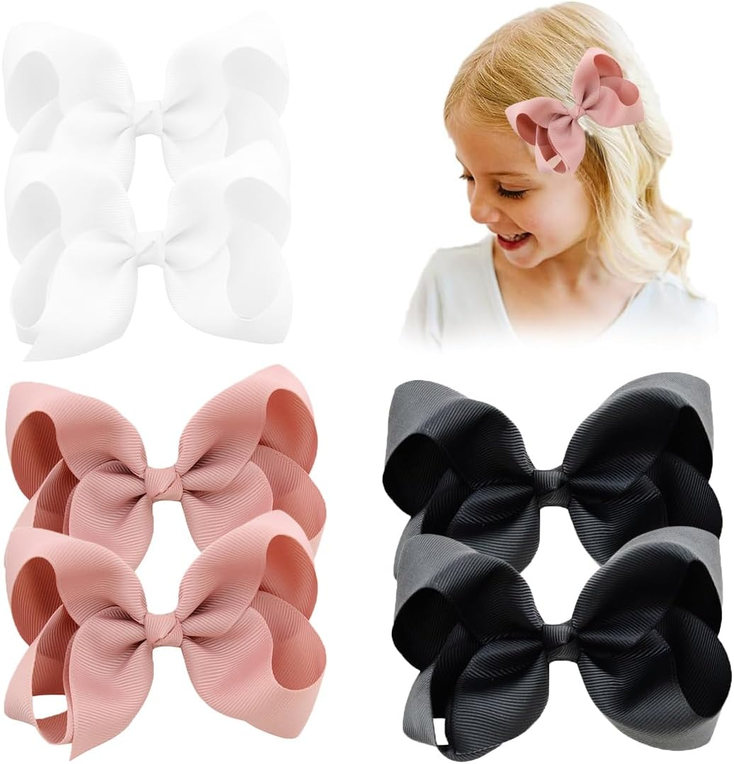 COYUN 6 Pieces Bow Hair Clips Ponytail Duck Bill Hair Bow for Kids Girls Women-A
