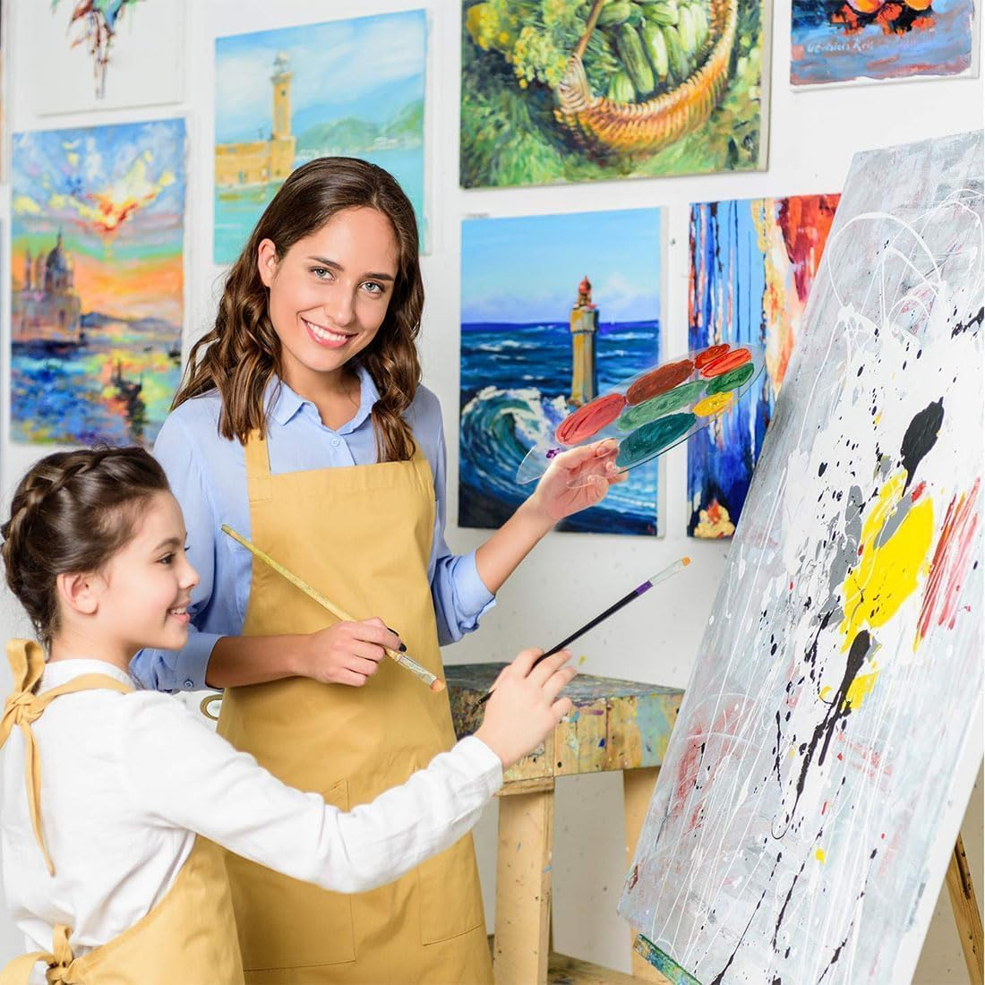 Clean Paint Palette with Thumb Hole, 3 Pack Non-Stick Paint Palette Tray for Adults Kids, Transparent Easy Clean Oil Paint Mixing Tray for Oil Watercolor Craft DIY Art Painting image number 4