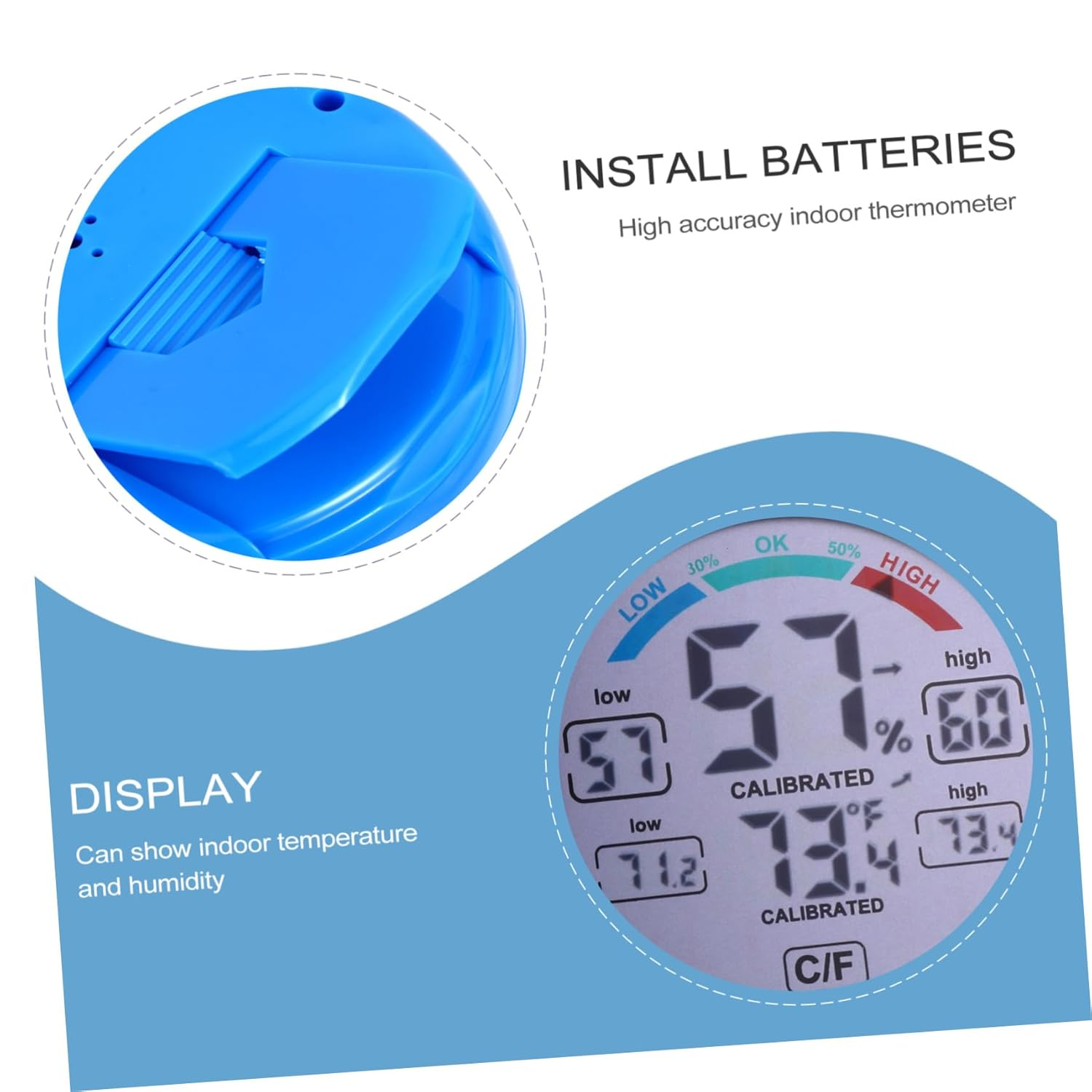 DECHOUS Multi-Functional Digital Hygrometer Thermometer round Touchscreen Indoor Temperature Humidity Monitor with Switch for Office Bedroom Greenhouse Skin Allergy Control image number 6