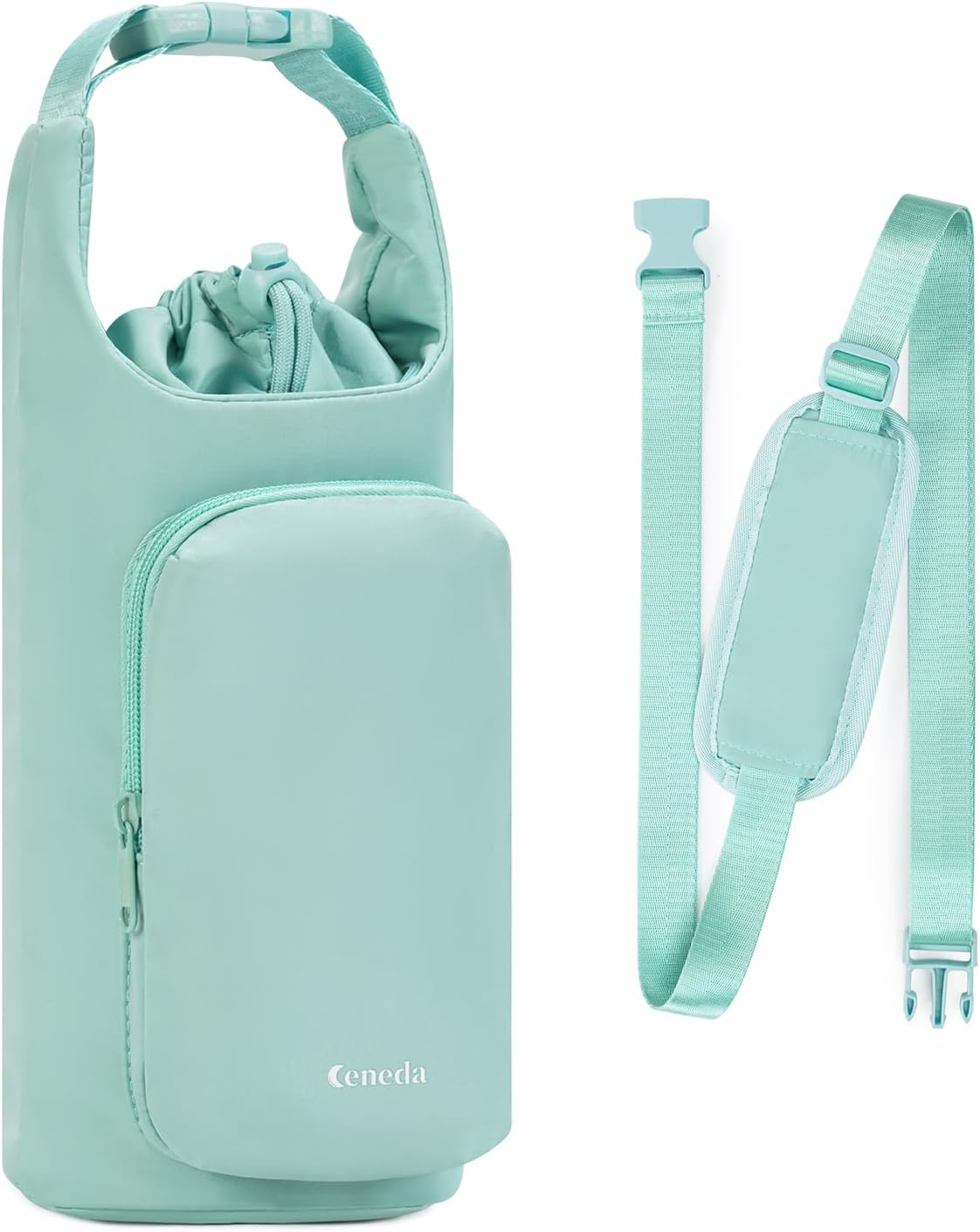 Ceneda Water Bottle Carrier Bag with Phone Pocket 32Oz 40Oz Tumbler Insulated Water Bottle Holder with Adjustable Shoulder Strap Carrier Sling Bag (Pink)