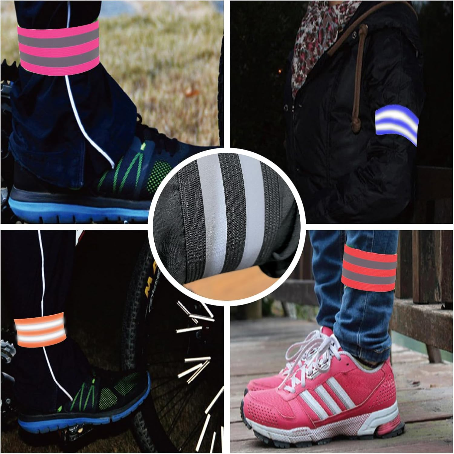 YMWALK 4PCS Hi Vis Reflective Armbands Reflective Strips,High Visibility Safety Reflective Running Gear,Reflective Wristbands for Jogging Running Walking Cycling Outdoor for Adults Children - Blue image number 6