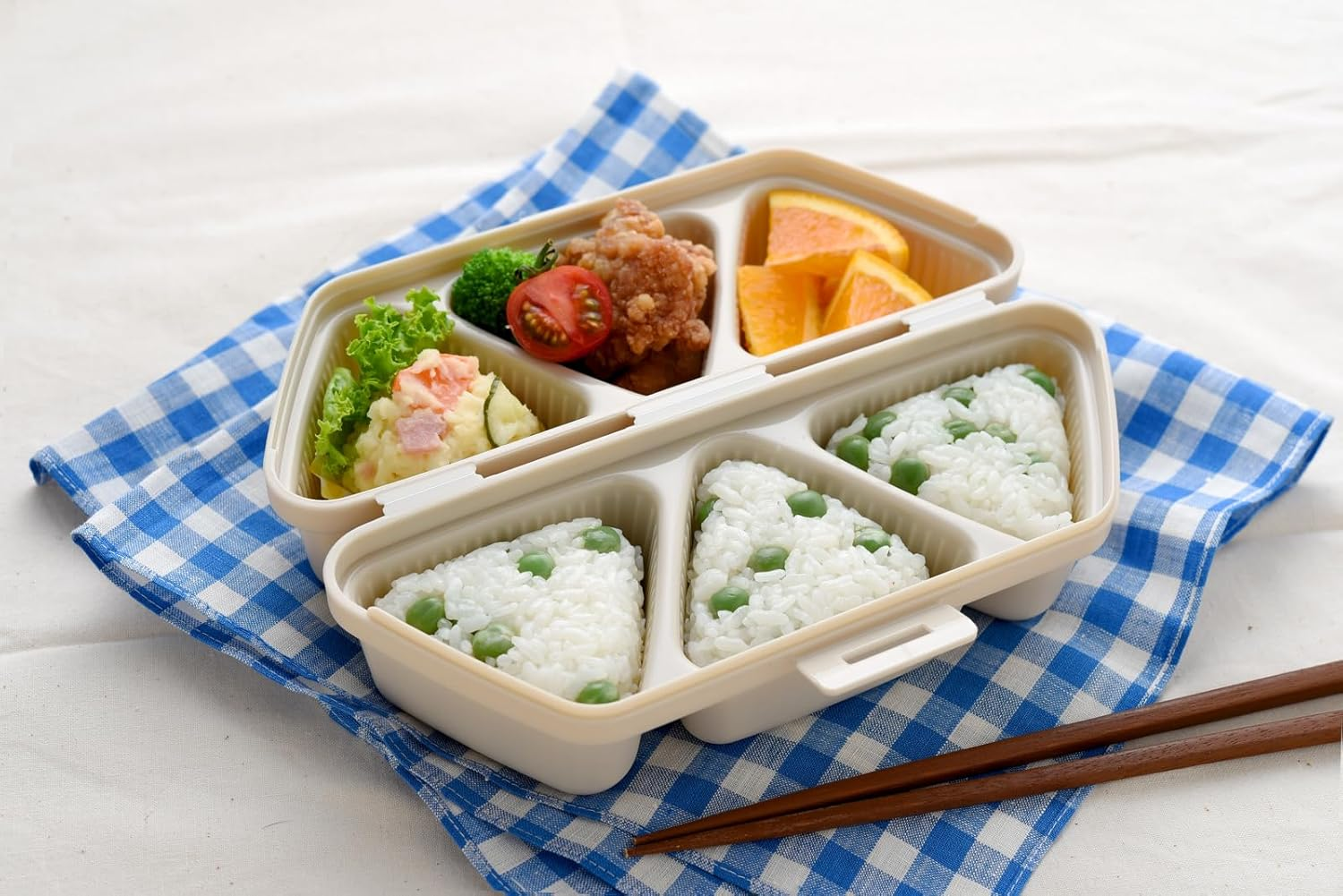 Ernest A-77371 Rice Ball Case, Bento Box (Side Dishes OK), Rice Ball Mold (Easy Onigiri Kit & Case, Musbeat), Popular Brand of Major Restaurants, Beige, image number 5