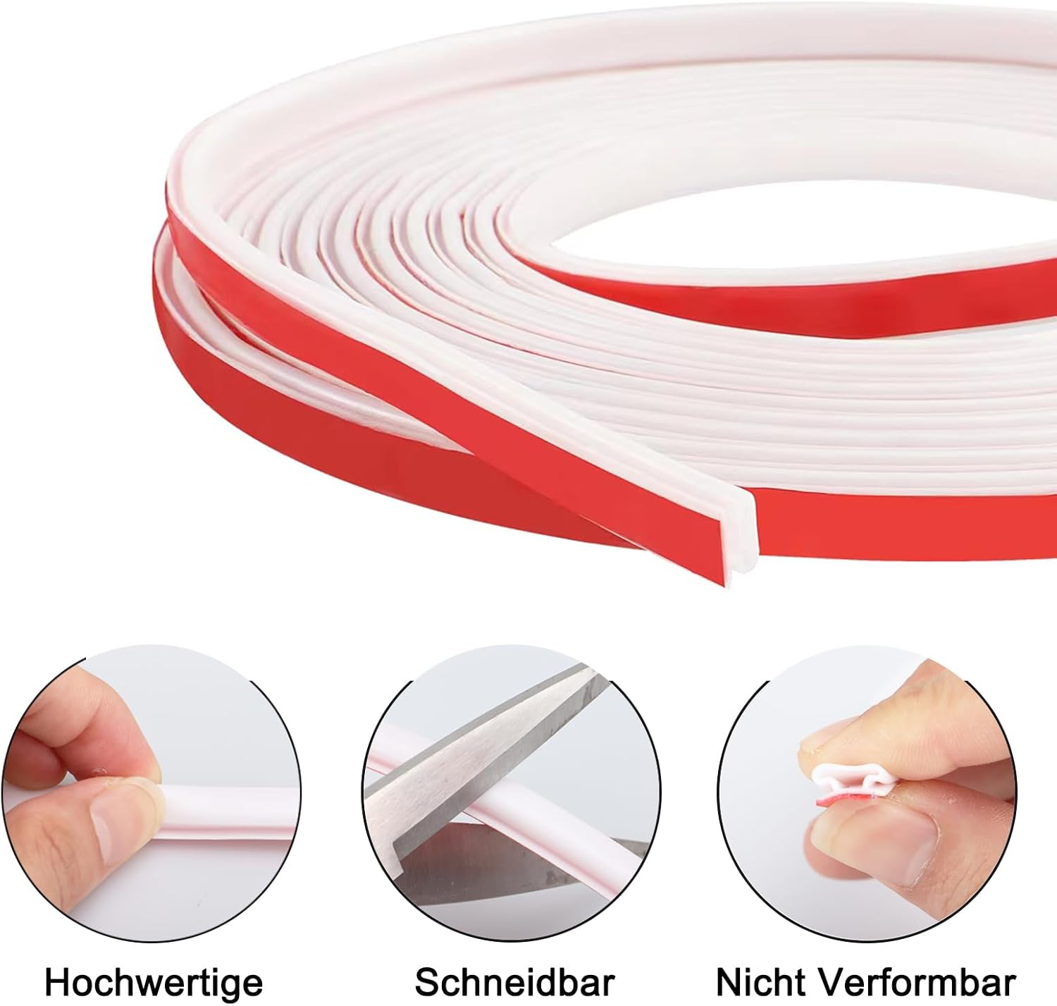15M D-Shape Rubber Weather Stripping Door Sealing Strip, Self-Adhesive Doors Windows Insulation Strip, Draught Excluder Tape for Door, Anti-Collision Soundproof Strip for 2.5-6Mm Gaps (White) image number 6