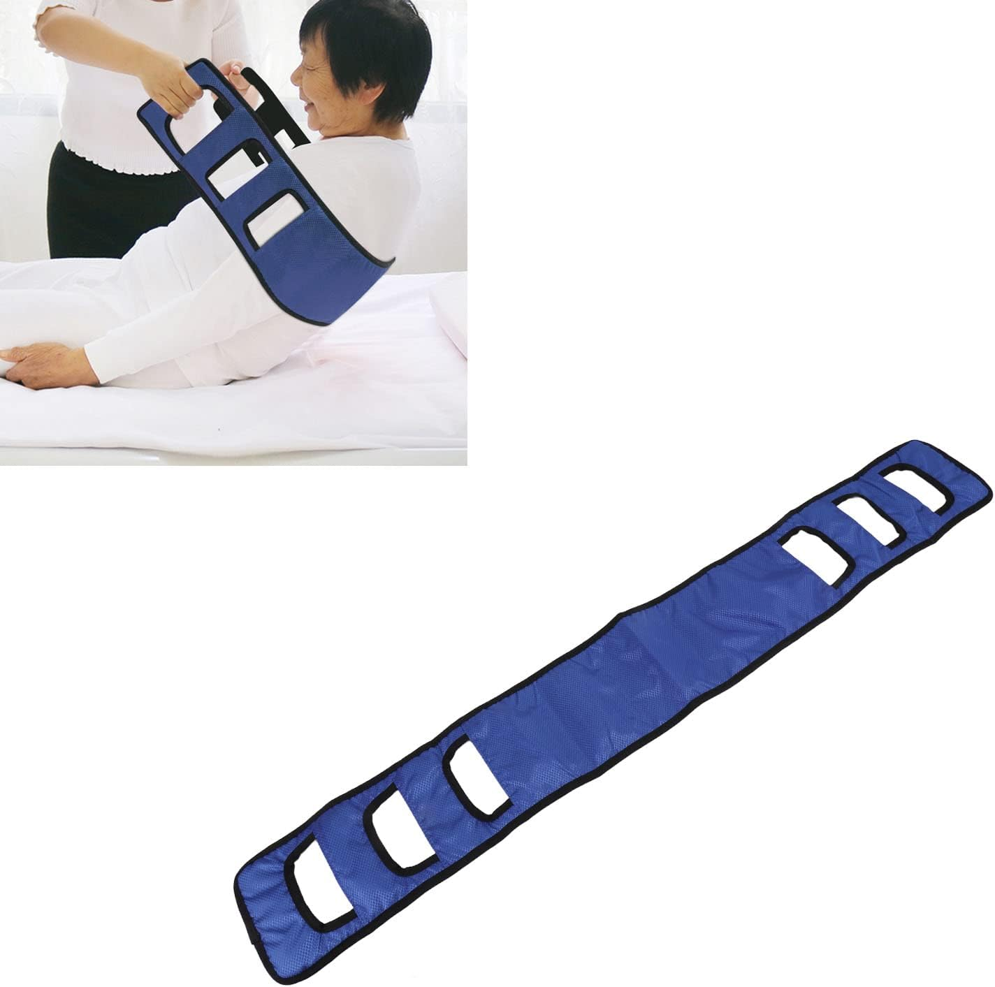 Transfer Sling Gait Belt, Padded Breathable Patient Lift Transfer Belt with Adjustable Handles for Elderly Disabled Mobility Assistance in Bed Chair Wheelchair Transfers - Blue image number 4