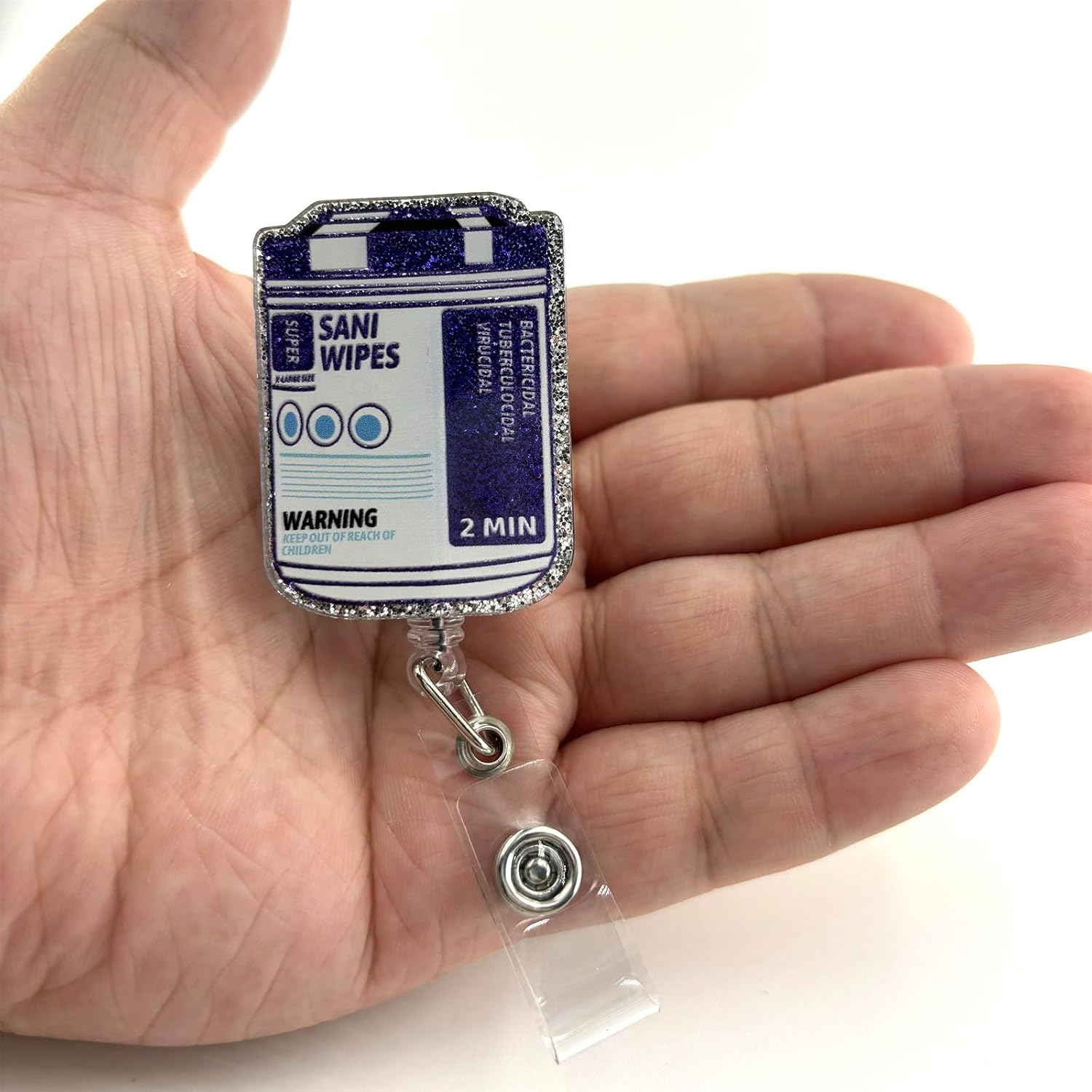 Sani Wipes Funny Badge Reel, Cute Nurse Doctor Work Badge Holder with Retractable Clip, Nursing Student RN CNA LPN MA Medical Worker ID Name Badge Buddy, Fun Healthcare Badge Accessories - First Of All, I'M A Delight image number 6