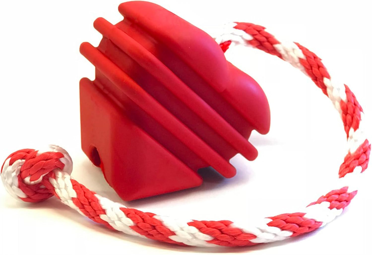 Mutts Kick Butt by Sodapup - Natural Rubber Heart on a String Reward Ball - Chew & Dental Toy - Aggressive Chewers - Red image number 1