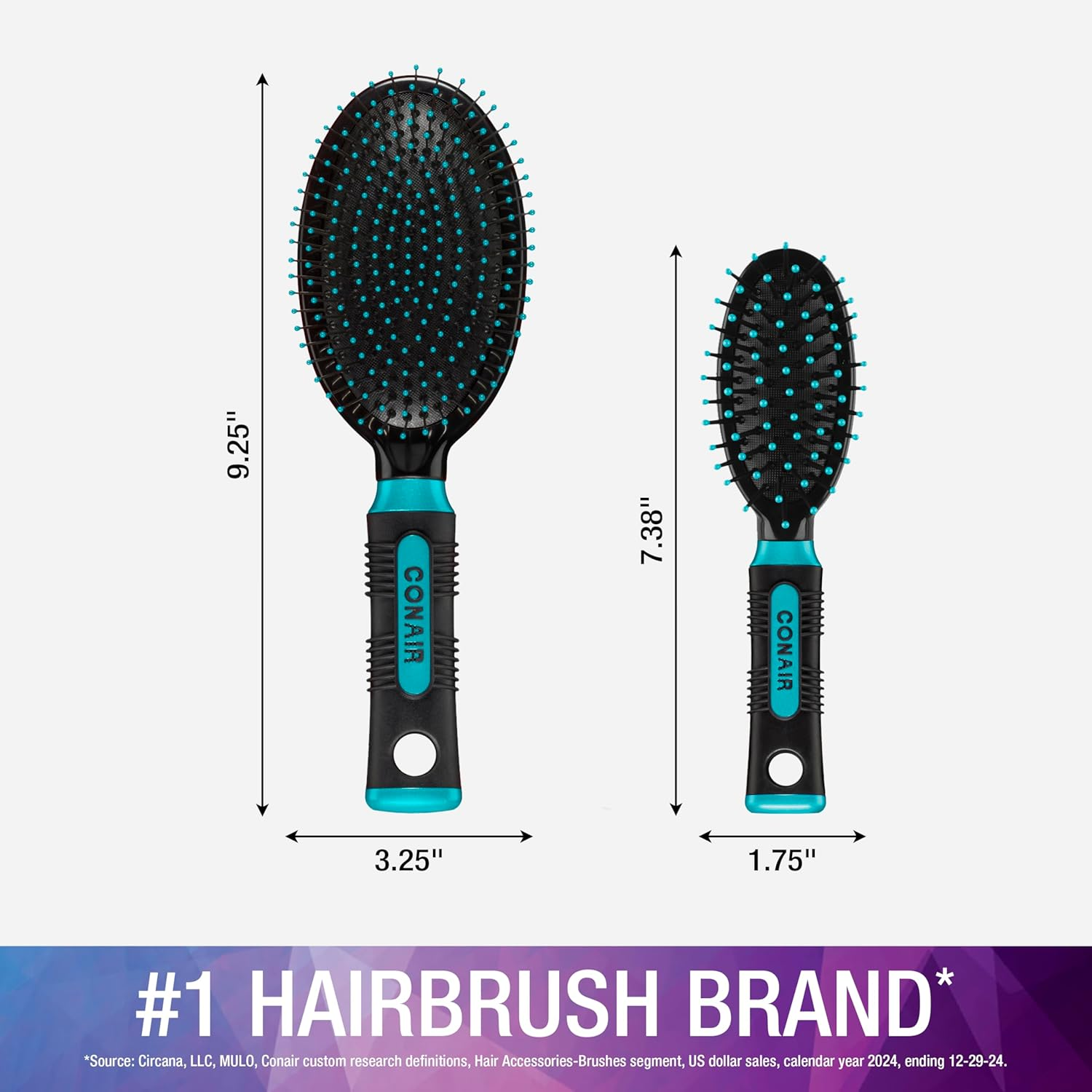 Conair Salon Results Hairbrush Set - Travel Hair Brush - Hairbrushes for All Hair Types - Curly Hair Brush - Hairbrush - Detangler Brush - Travel Size + Full-Size Brush image number 1