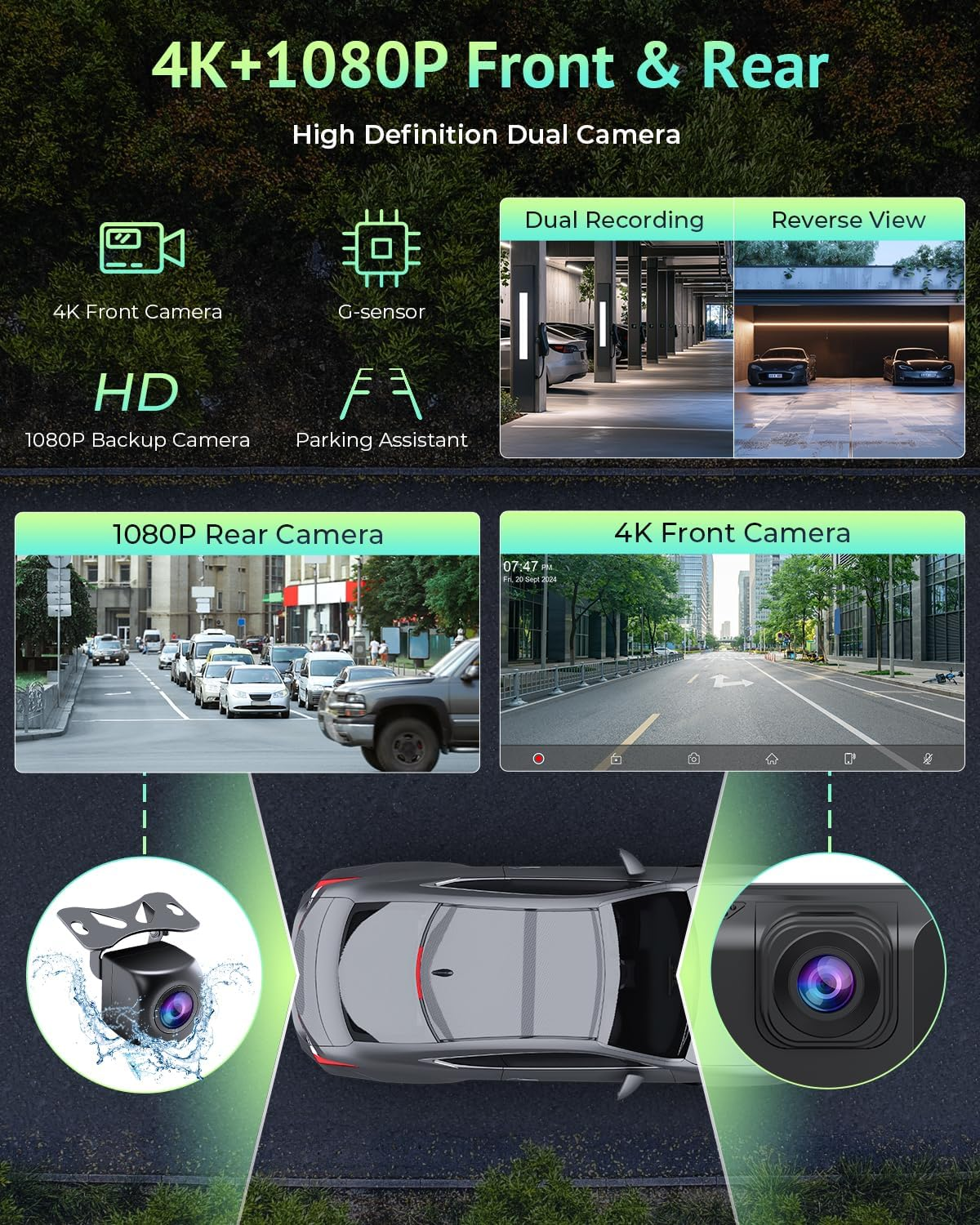 Portable Apple Carplay Screen for Car, 9.26" Wireless Apple Carplay & Android Auto,4K Dash Cam,1080P Backup Camera Dvr,Car Audio Receivers GPS Navigation Mirror Link, Bluetooth,Fm, Siri image number 1