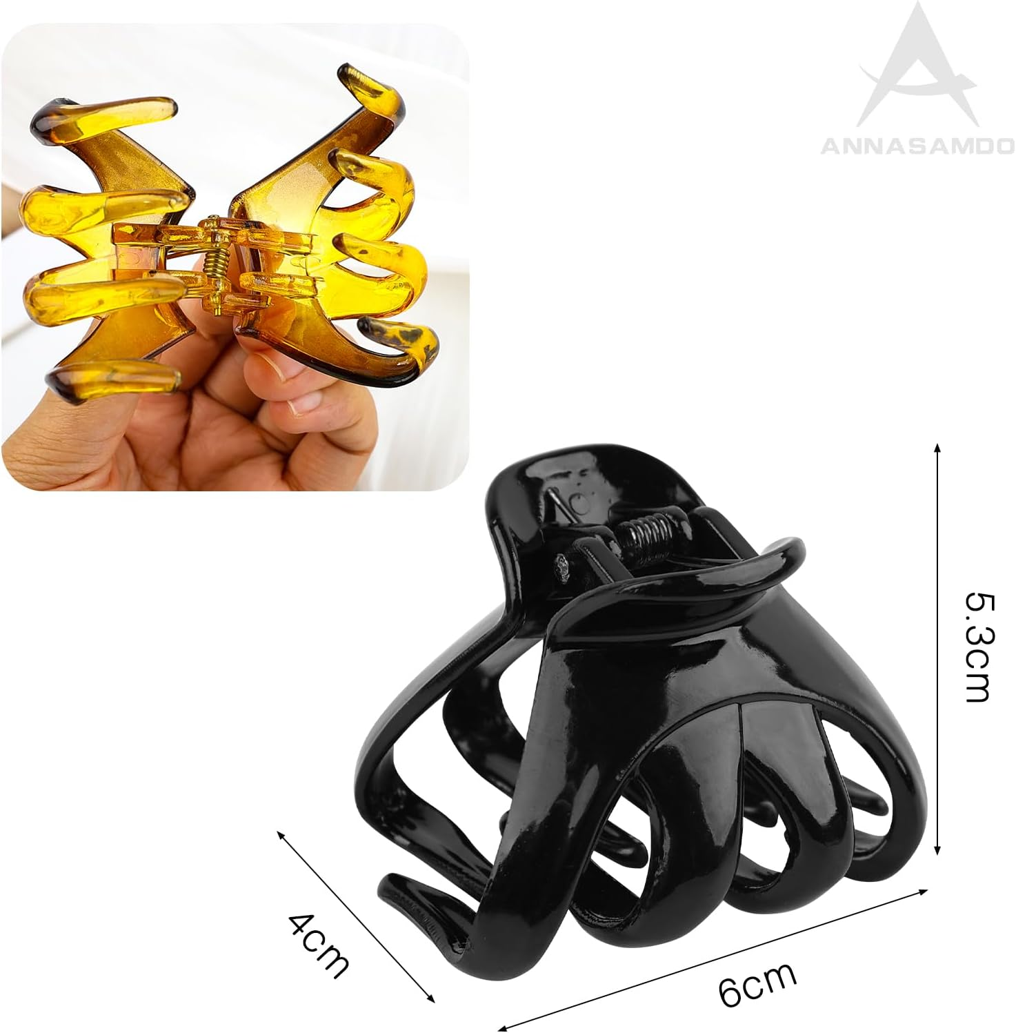 Pack of 6 Women'S Hair Clips, Hair Clips, Octopus Hair Clips, Medium Size for Thick Thin Hair, Non-Slip Vintage Hair Accessory for Women (Black & Coffee & Brown) image number 5