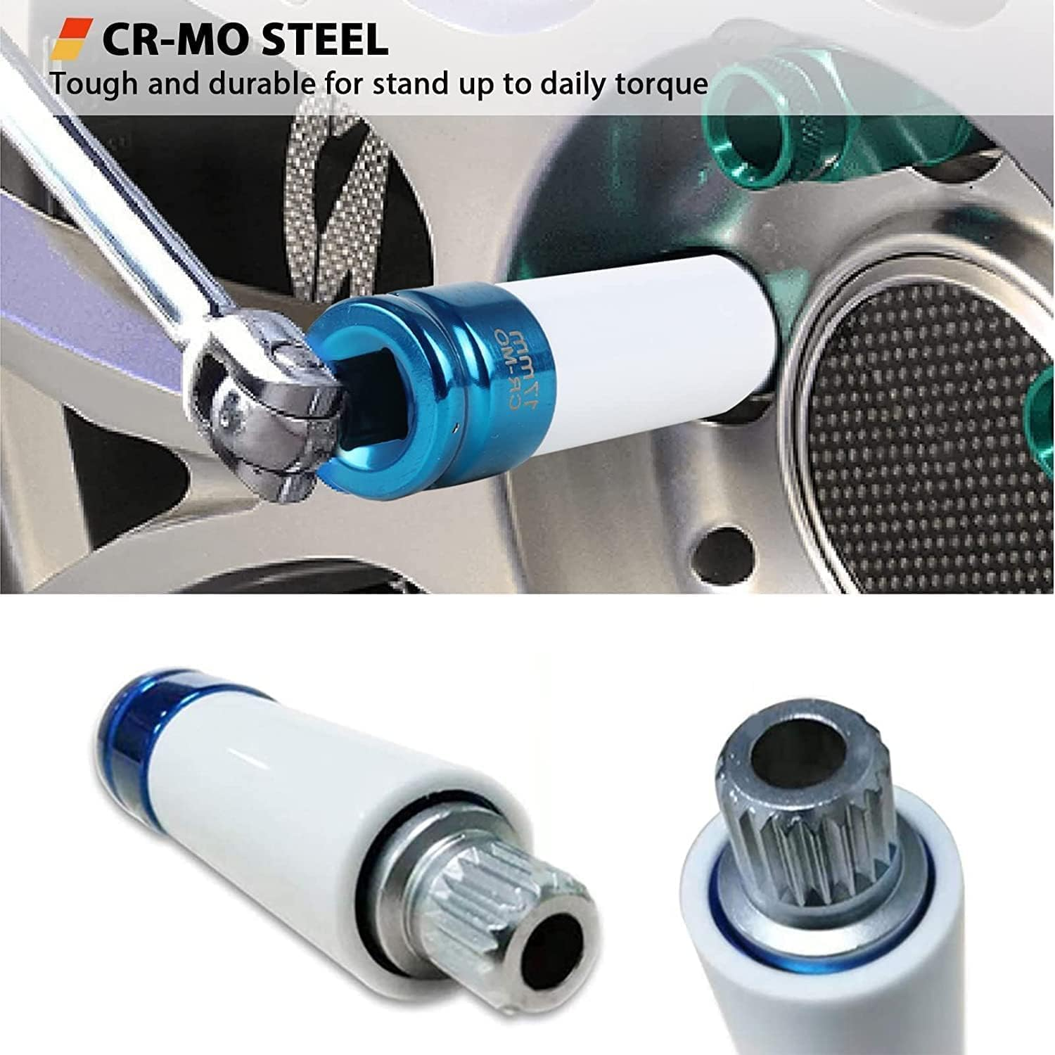 21PCS Wheel Lock Removal Kit, BMW Wheel Lock Key Automotive Wheel Anti-Theft Lock Lug Nut Screw Remover Key Socket Tool Set with 1/2 Inch (12.7Mm) Socket Adapter Compatible for BMW & Mini Series image number 4