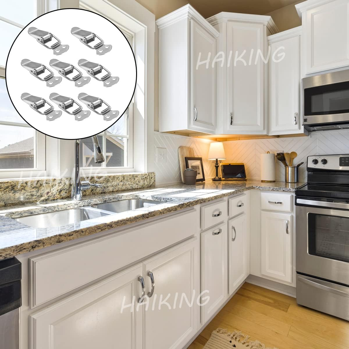 Tool Box Buckle, 8 PCS Stainless Steel Spring Toggle Locks for Cabinet, Boxes, Suitcase (90Mm Overall Length) image number 2