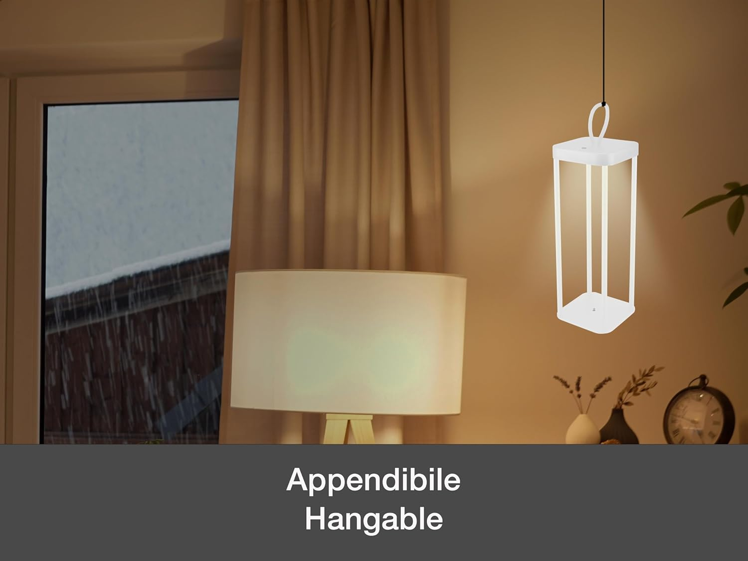 BEPER P207ILI101 Rechargeable LED Lantern for Outdoor and Indoor Use, 25 Warm Light Leds, Adjustable Intensity, IP44, USB Type-C Included, Battery Life up to 12 Hours - Black image number 3