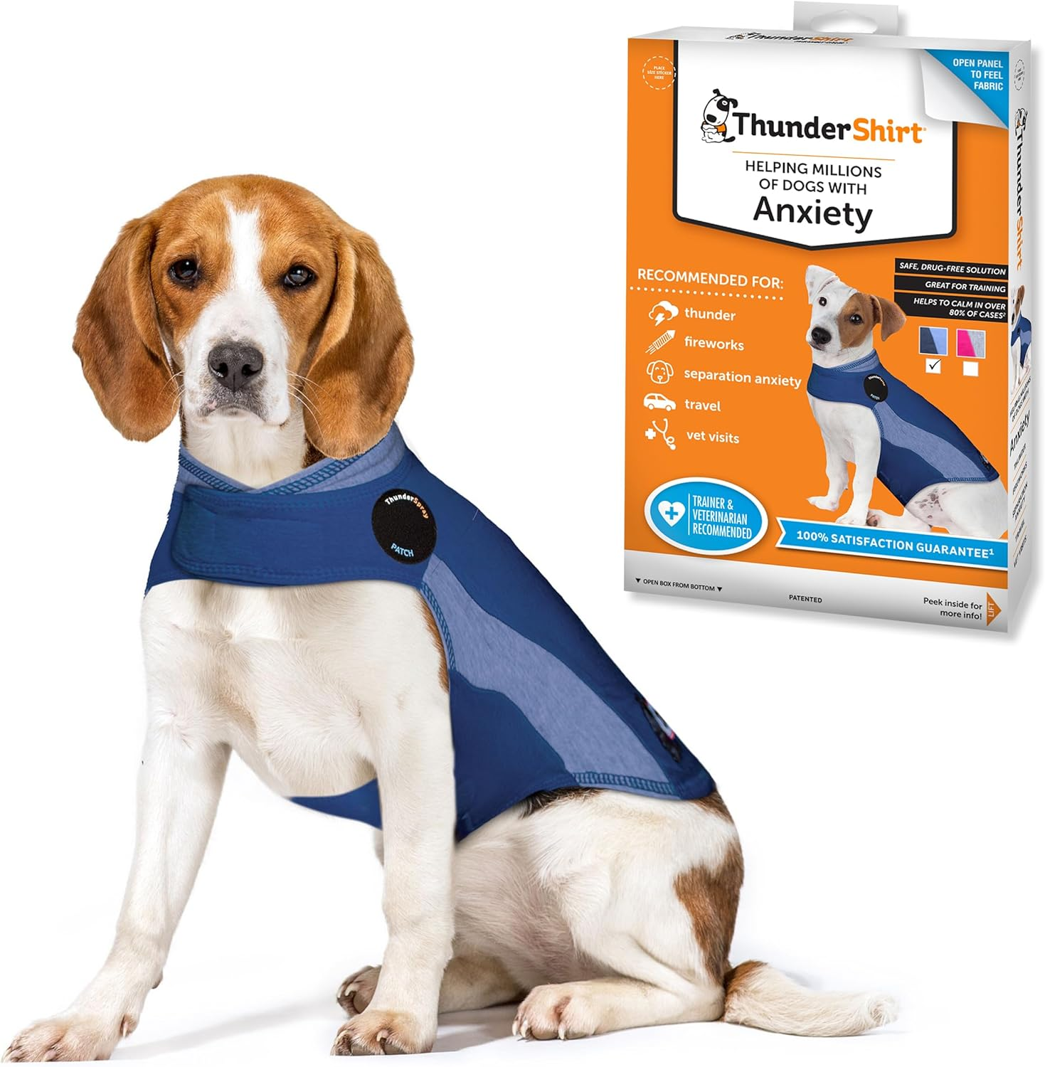 Thundershirt Polo Dog Anxiety Jacket | Vet Recommended Calming Solution Vest for Fireworks, Thunder, Travel, & Separation | Blue, Medium image number 5