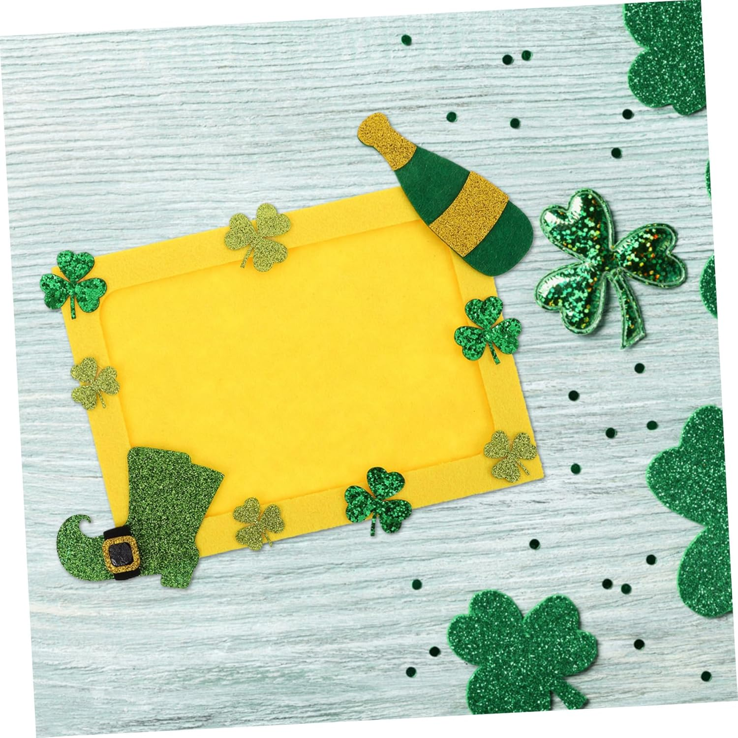 Yardwe St Patrick'S Day Shamrock Ornament Photo Frame Diy Craft Picture Holder Irish Theme Decorative Frame image number 1