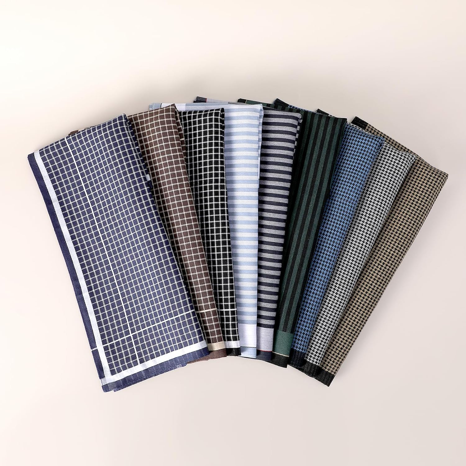 PACGOTH Handkerchiefs for Men, Soft Cotton Men&rsquo;S Handkerchiefs, Assorted Striped Hankies for Men,17X17 6/9 PCS - Multicolor - 9Pcs image number 4