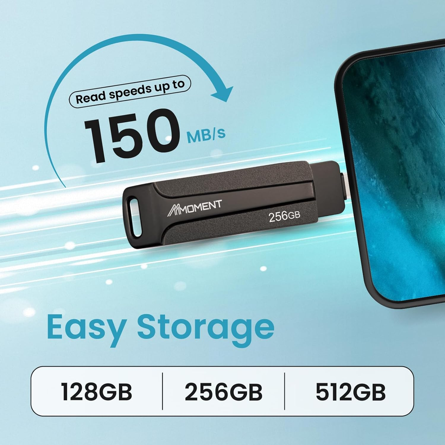 MMOMENT 256GB USB C Flash Drive, Support Type-C Type-A Port, USB-C Memory Stick, 2In1 OTG Flash Drive for Android, Iphone-15-16, USB Flash Drive, Read Speed up to 150Mb/S image number 5