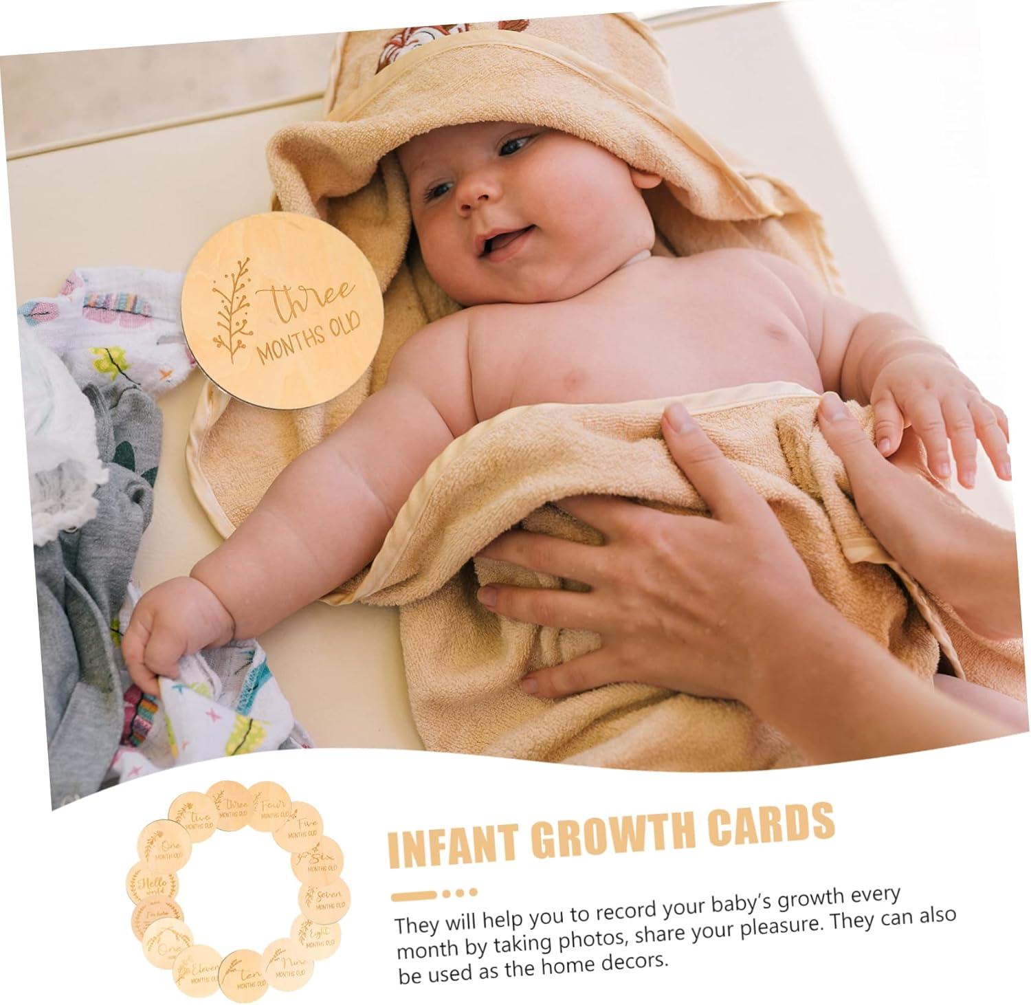 14Pcs Milestone Wood Cards Wooden Monthly Milestone Sign for Newborn Home Decor Shower image number 5