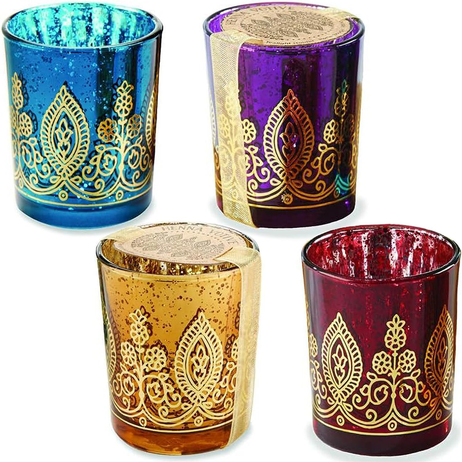 Kate Aspen Indian Jewel Henna Votives Assorted (Set of 4) image number 1