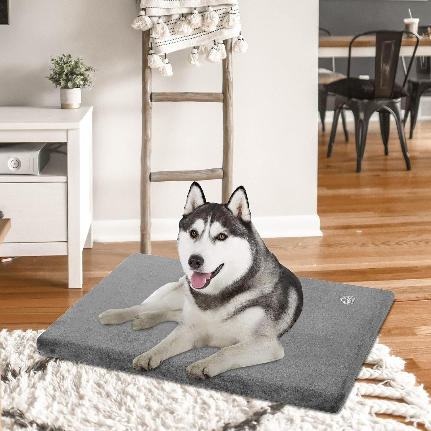 EMPSIGN Stylish Dog Bed Mat Dog Crate Pad Mattress Reversible (Cool and Warm), Water Proof Linings, Removable Machine Washable Cover, Firm Support Pet Crate Bed for Small to Xx-Large Dogs, Grey image number 1