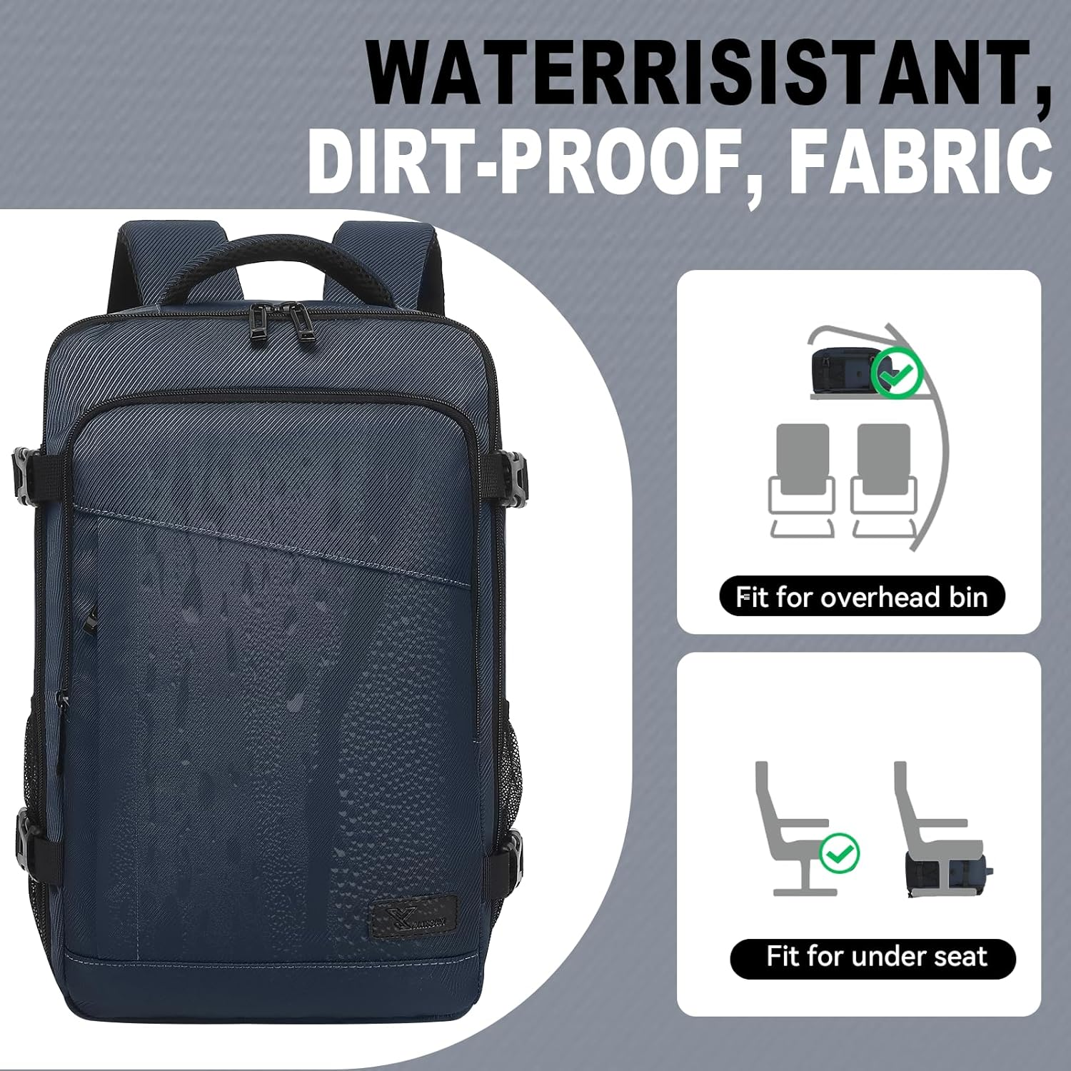 Yankony for Ryanair Cabin Bags 40X20X25 Underseat Cabin Bag, Small Travel Backpack Cabin Size Carry on Hand Luggage Bag for Airplanes, Multiple Pockets Comfort Rucksack 20L for Men and Women image number 6