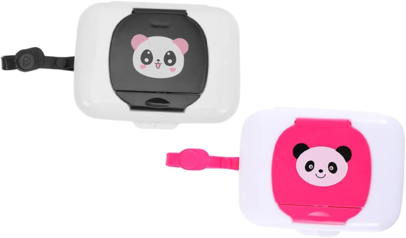 Cabilock Portable Baby Wipe Holder Travel Wipes Case Refillable Wet Tissue Dispenser Box 2Pcs Set Black and Red for Infant Outdoor Use