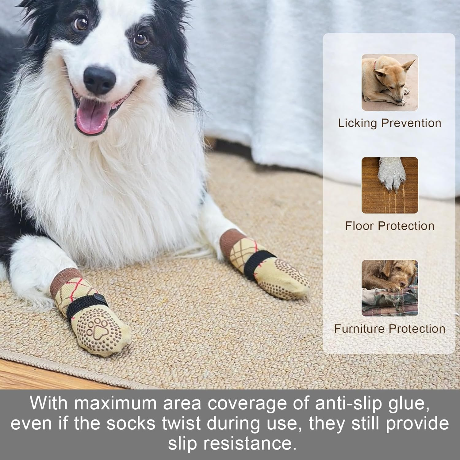 Dog Paw Protectors - anti Slip, Non Slip Socks for Hardwood Floors, Prevent Licking & Scratching - Size S image number 3