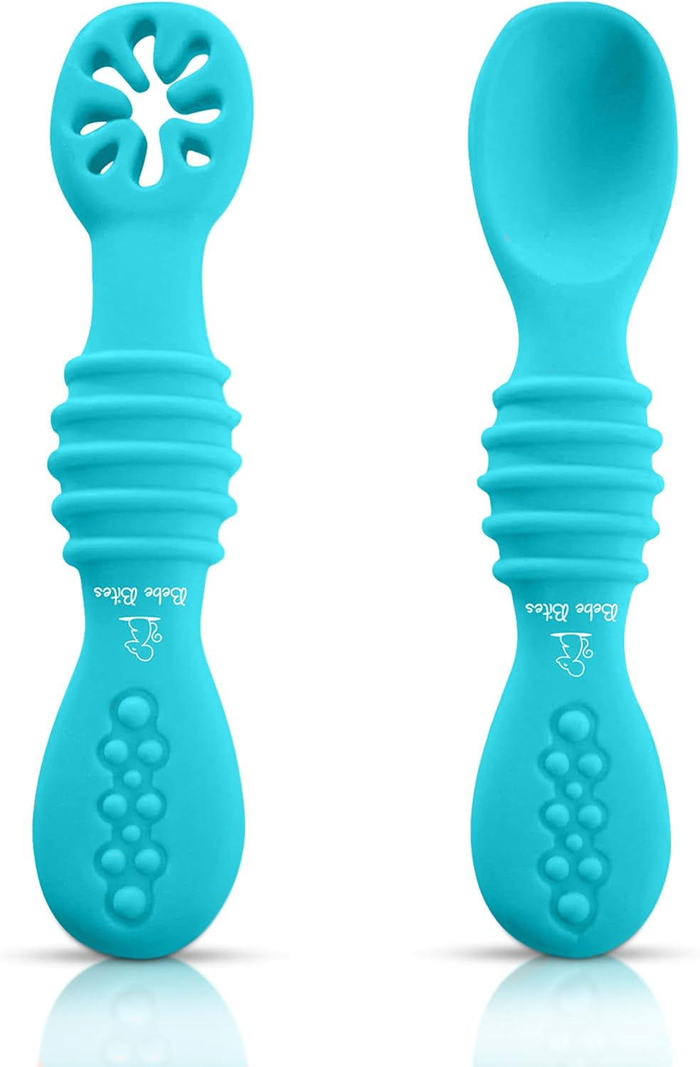 Toddler Spoons - Training Spoons for Babies & Toddlers - 100% Food-Grade Silicone - BPA Free - Microwave & Dishwasher Safe - Self Feeding - Baby Led Weaning Feeding Supplies