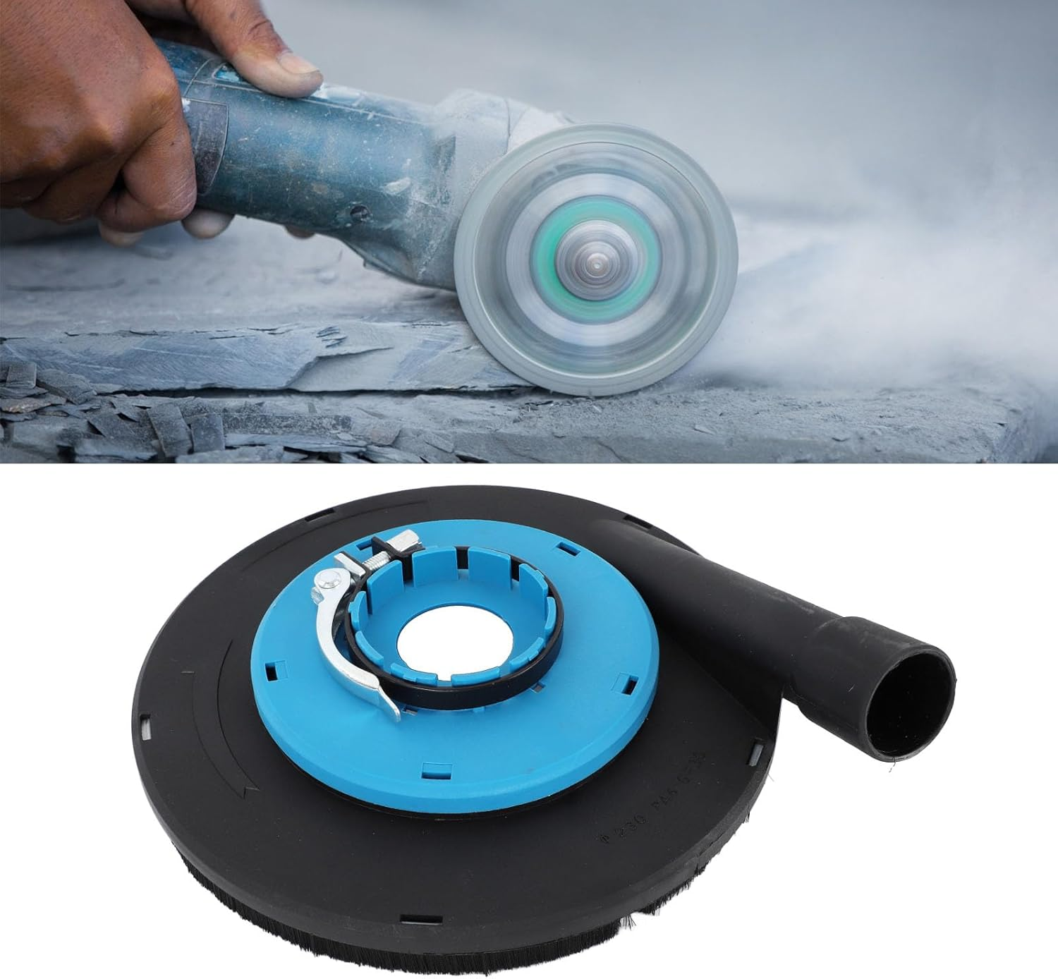 9 Inch Angle Grinder Dust Shroud, Safe and Reliable Efficient Filtration Polishing Surface Grinding Dust Shroud for Stone, Floor, Concrete, Blue Black