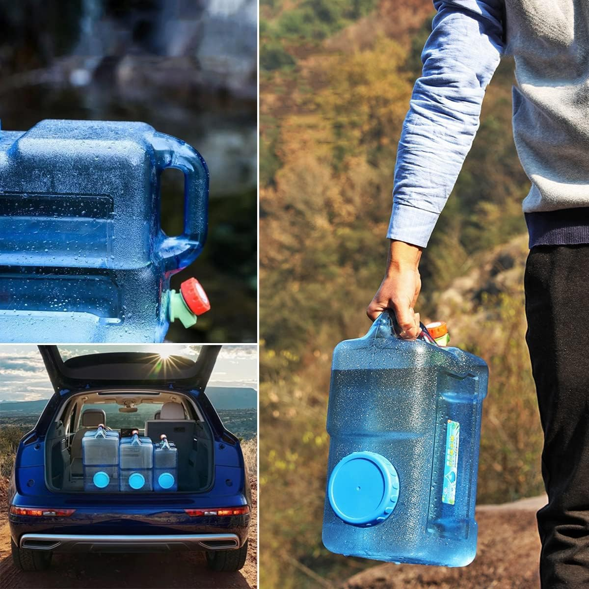 Water Storage Containers, Camping Water Container, Portable Large Water Tank with Faucet for Outdoor Camping Picnic Hiking Car Driving Home Emergency Water Storage (1.3 Gallons (5L))