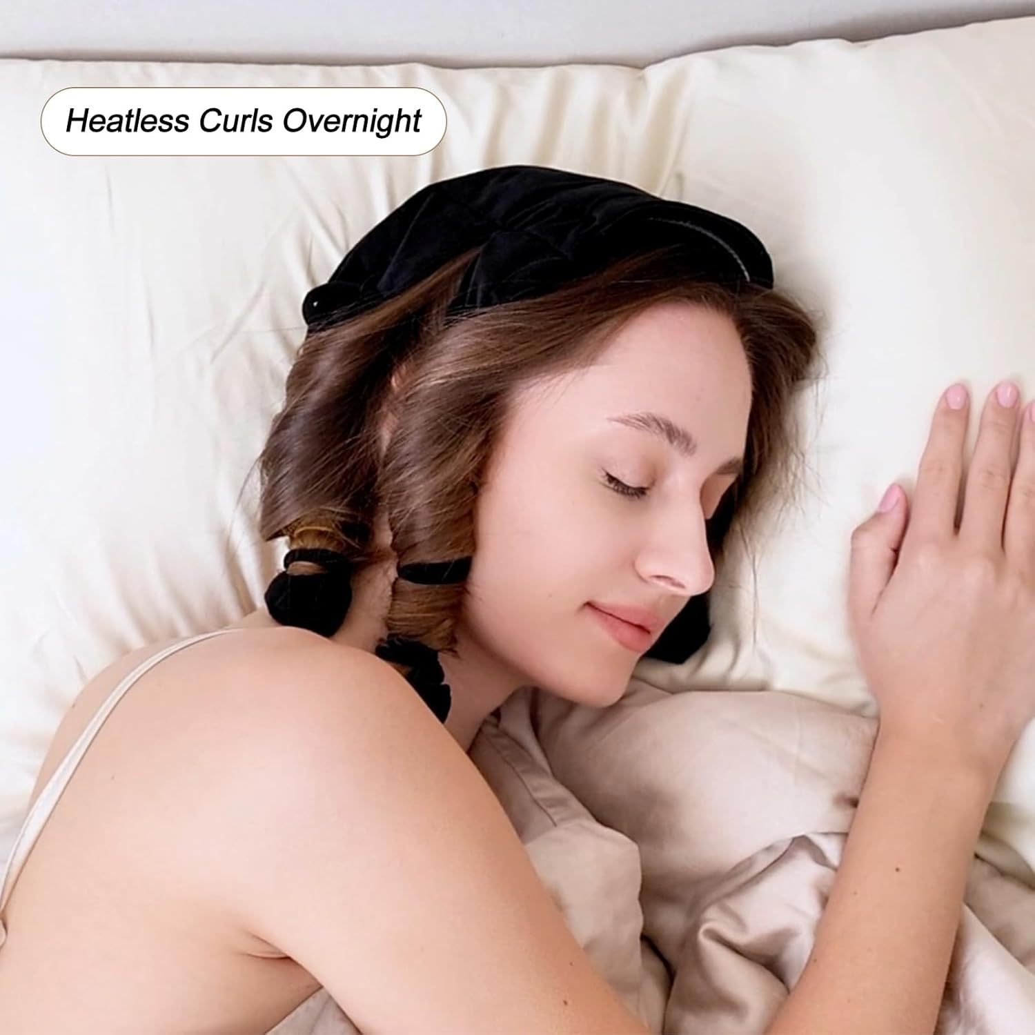 Heatless Curls Overnight to Sleep In, Satin Soft Heat-Free Curling Iron Set with Clips for Perfect Natural Curls, Long Short Hair （Pink or Brown） image number 3