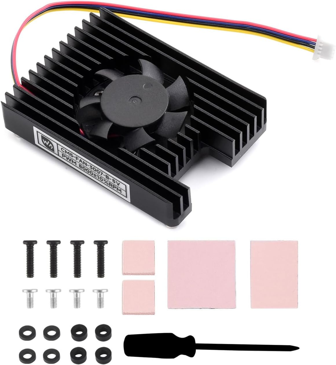 Waveshare CM5 Dedicated All-In-One 3007 Cooling Fan, Compatible with Raspberry Pi Compute Module 5, 5V Power Supply, Speed Adjustable, with Thermal Tapes image number 5