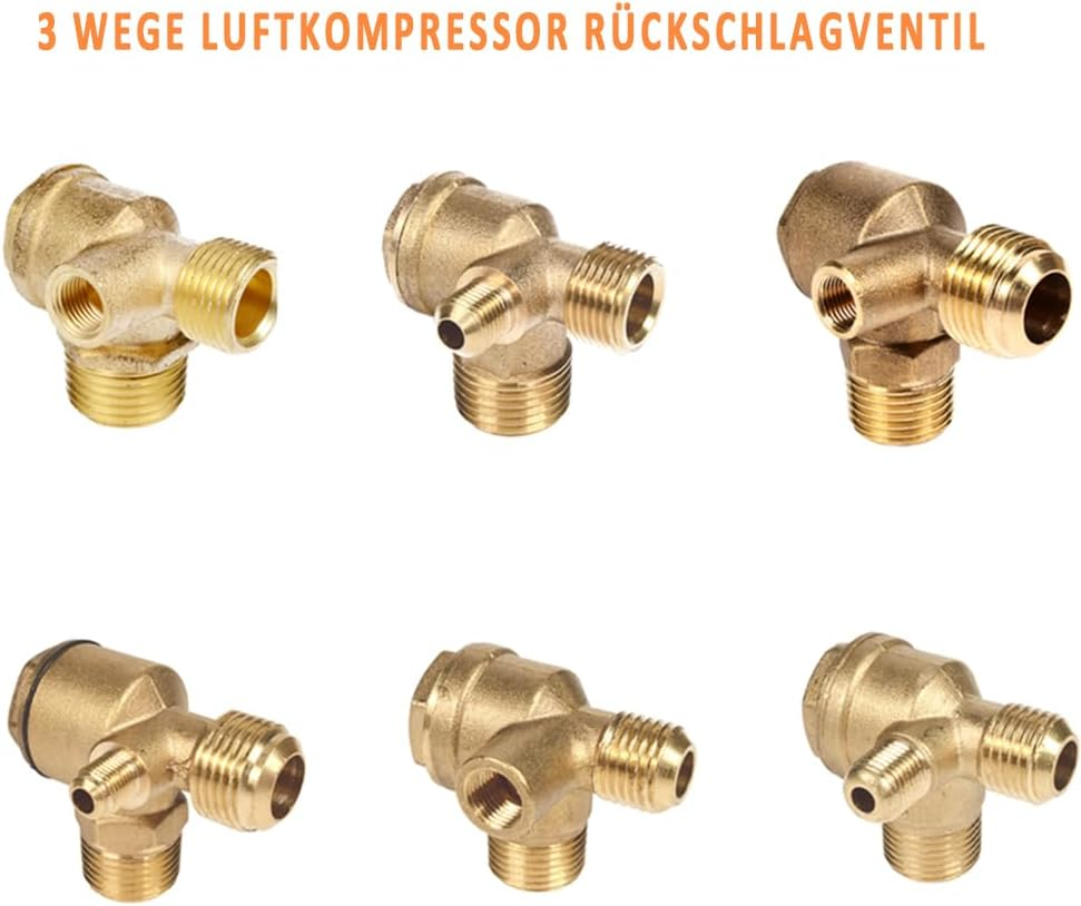 Check Valve, Compressor Check Valve, 3 Way Air Compressor Valve for Direct Air Compressor (Male, 1/2" X 1/2" X 1/8") image number 1