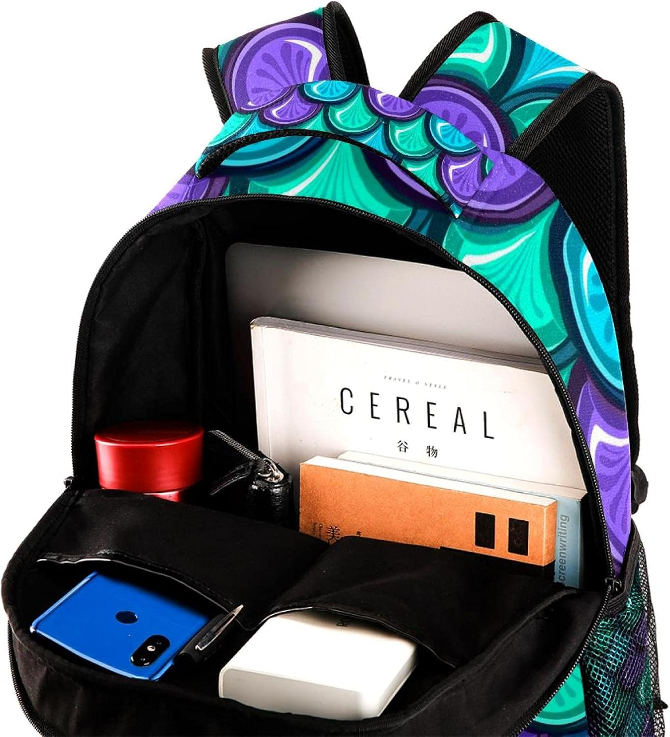 Colorful Shiny River Fish Scales Backpack Students Shoulder Bags Travel Bag College School Tote Backpacks image number 3