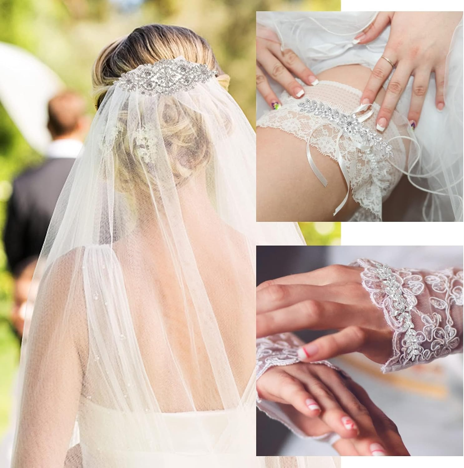 8 Pieces Crystal Rhinestone Appliques Silver Rhinestone Iron on Patch Hot Fix Applique for Bridal Wedding Dress Clothes Sash Crystal Belt DIY Sewing Appliques for Shoes